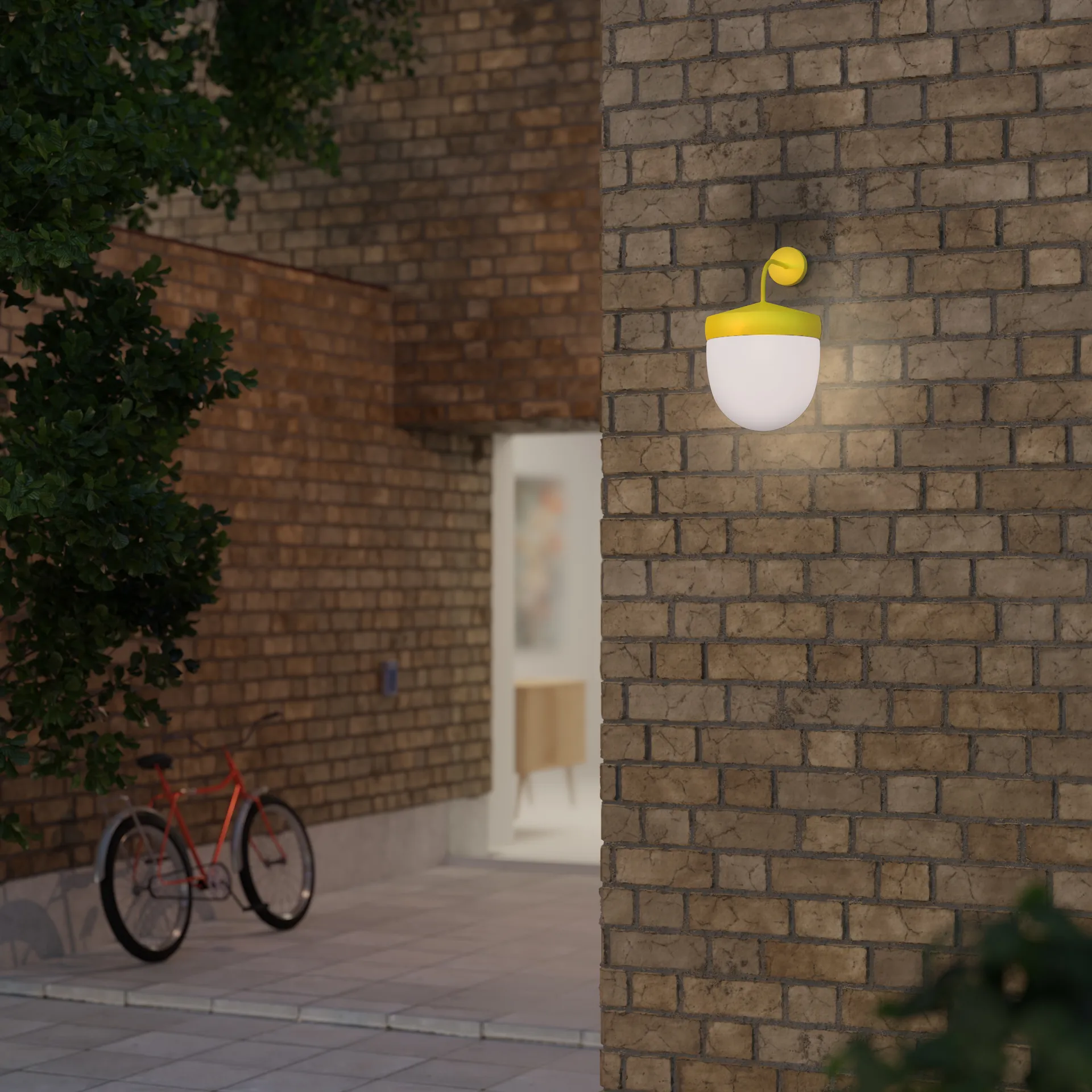 Pan wall lamp frosted 30 cm, Yellow Noon