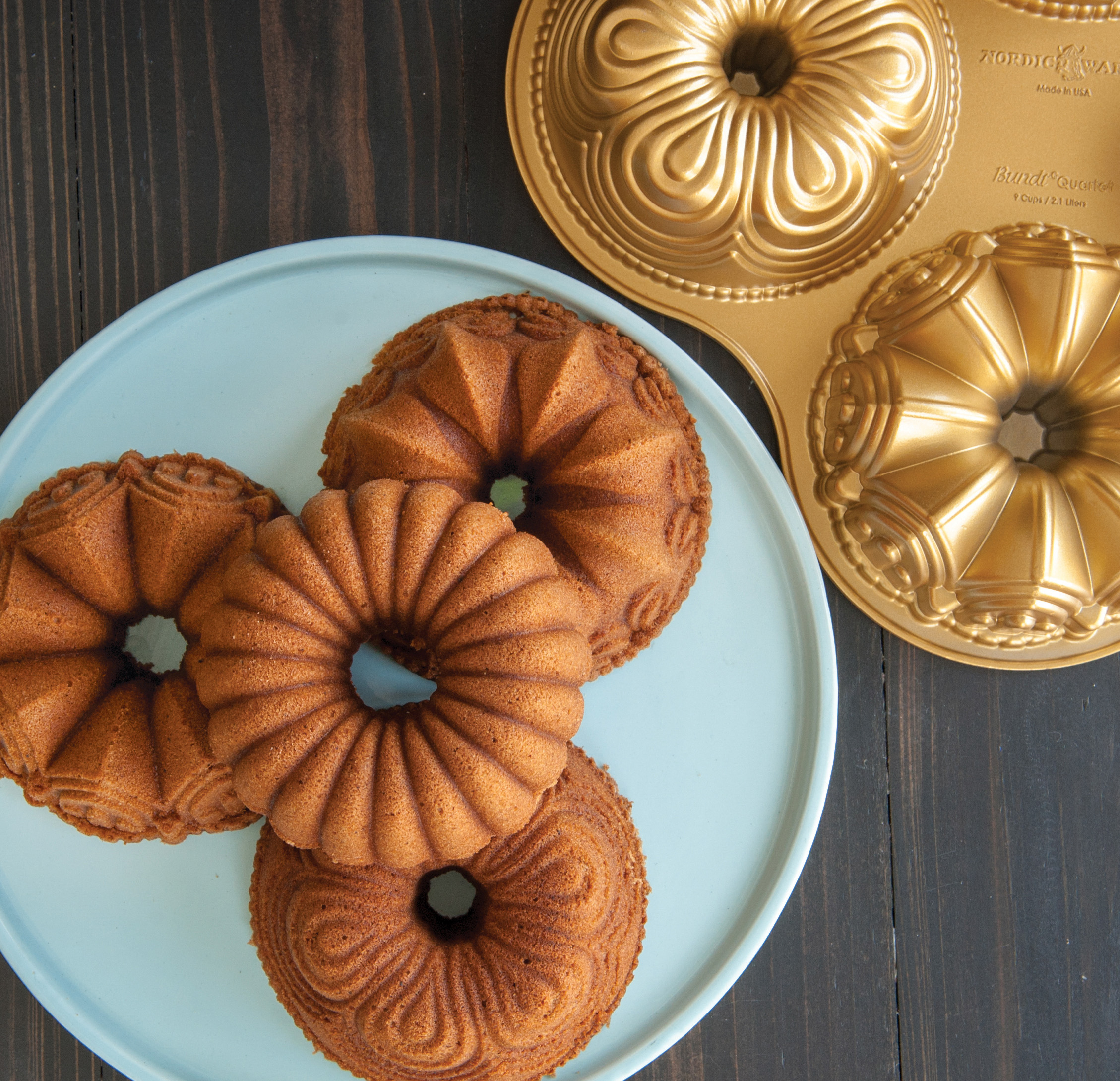 【新品】Nordic Ware Bundt Quartet Mini Cake 9 Cup Bundt® Quartet Pan | Cast Aluminum Bakeware | Nordic Ware