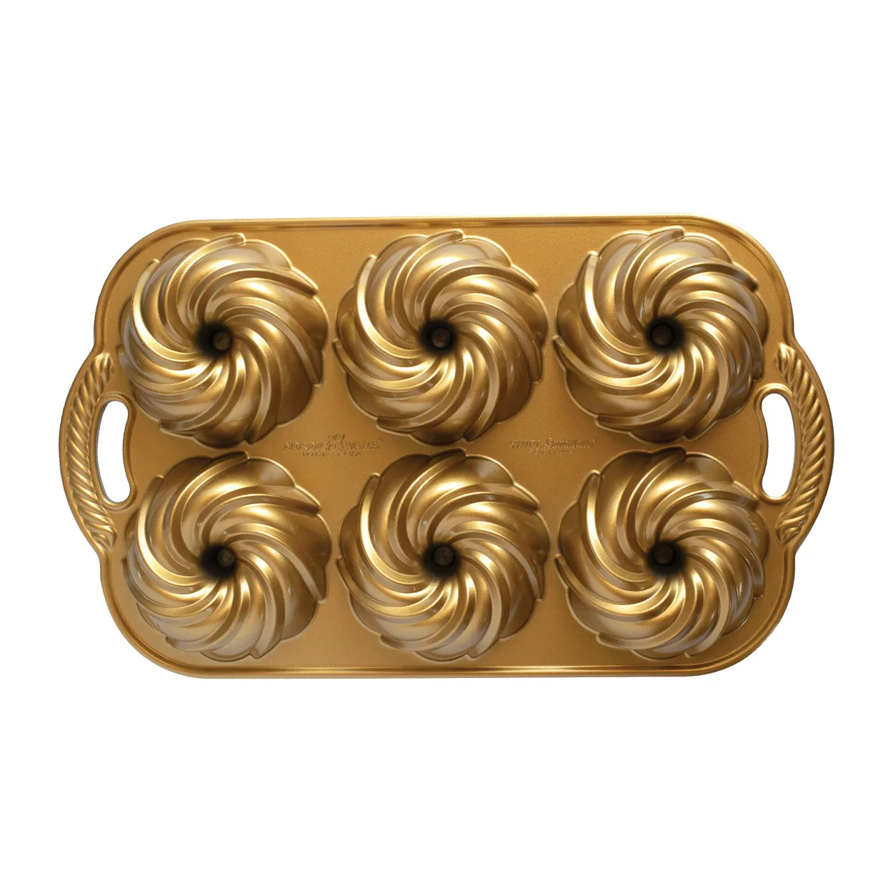 Nordic Ware swirl bundtlette baking tin 1.2 L | Scandinavian Design | Cookie/Biscuit cutters & cake tins | Gold-coloured