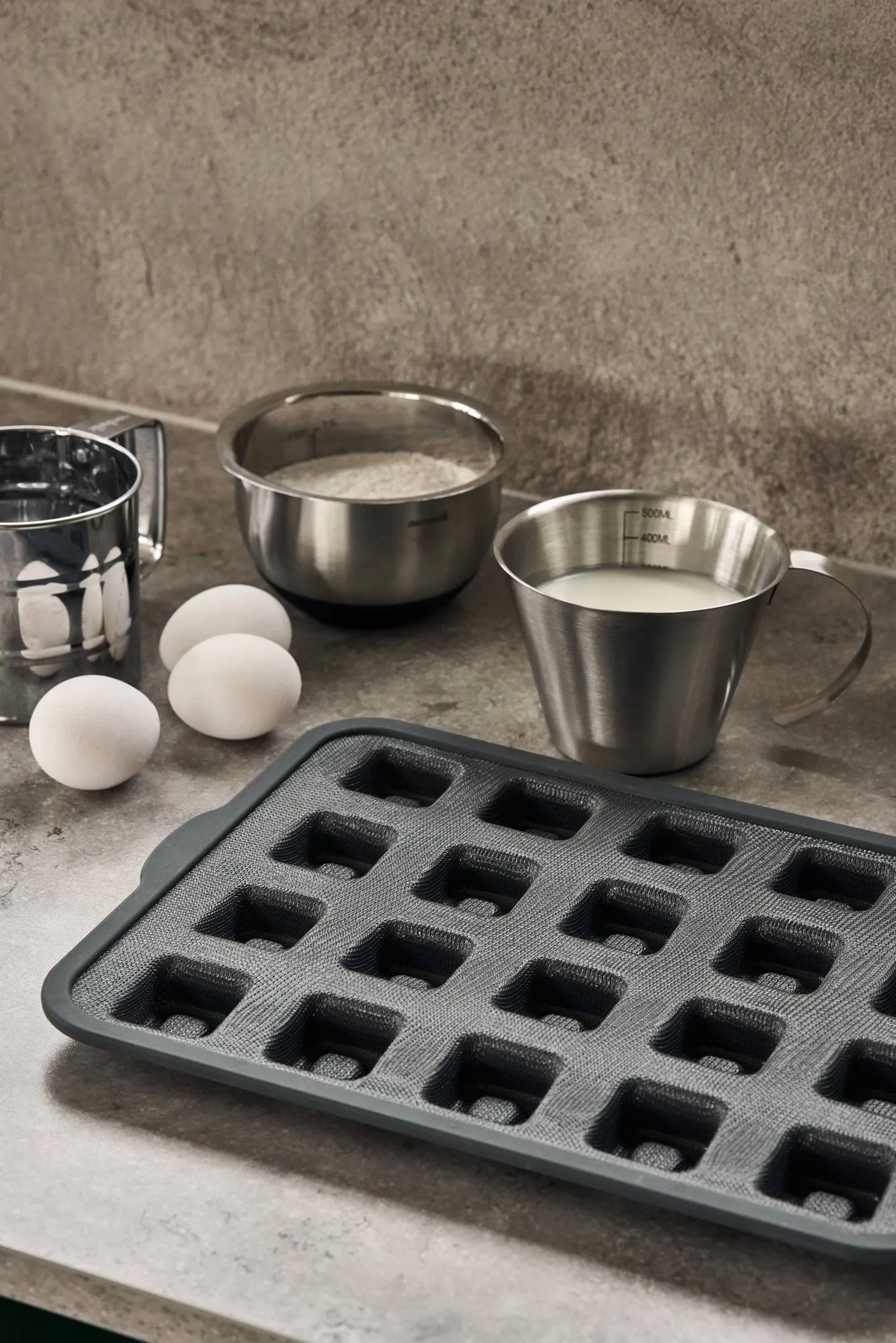 BAKE silicone mould with reinforced frame, Square, 20 pcs Nordwik