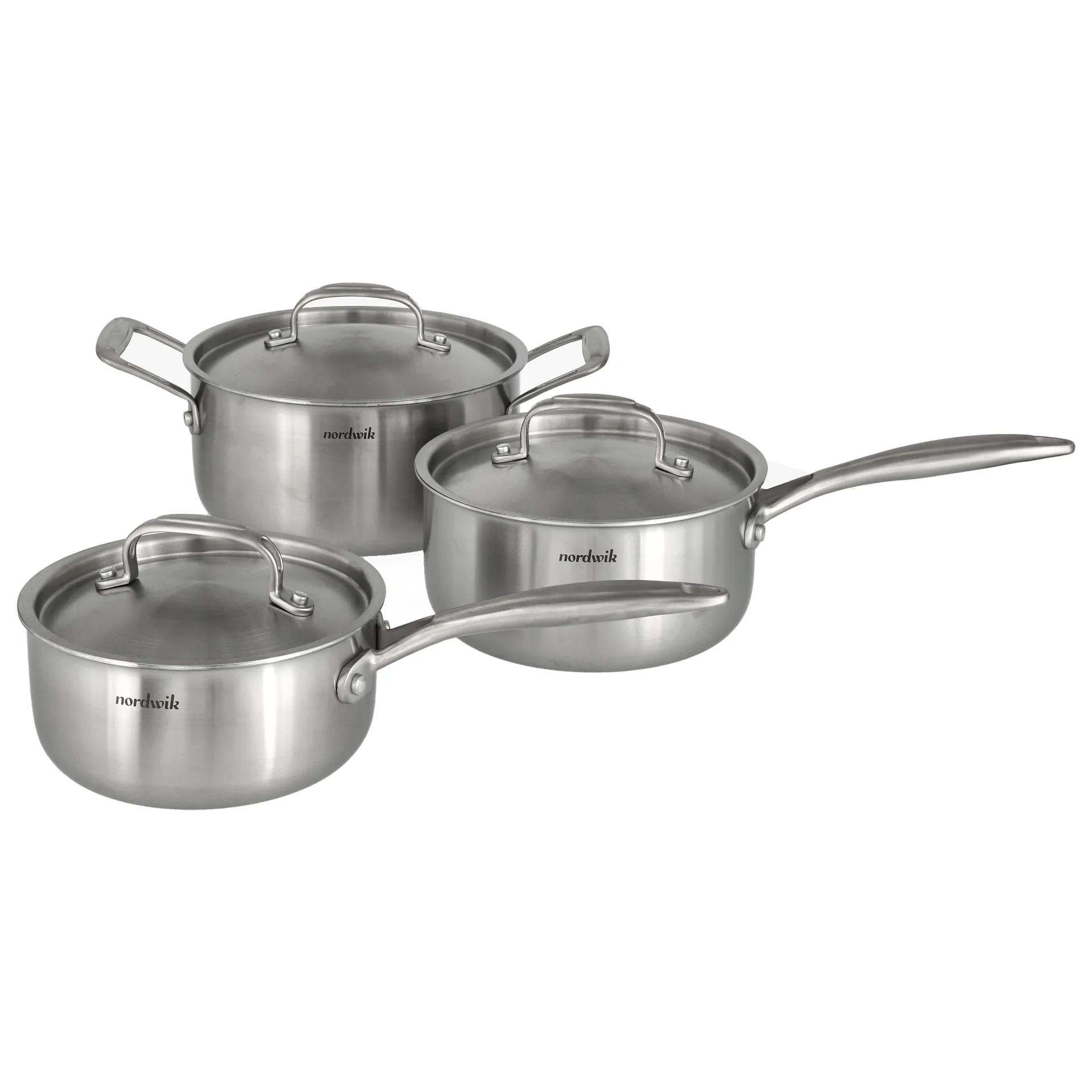 Nordwik cookware set 3-ply 3 pieces, 1.5 L, 2 L, 3 L Nordwik