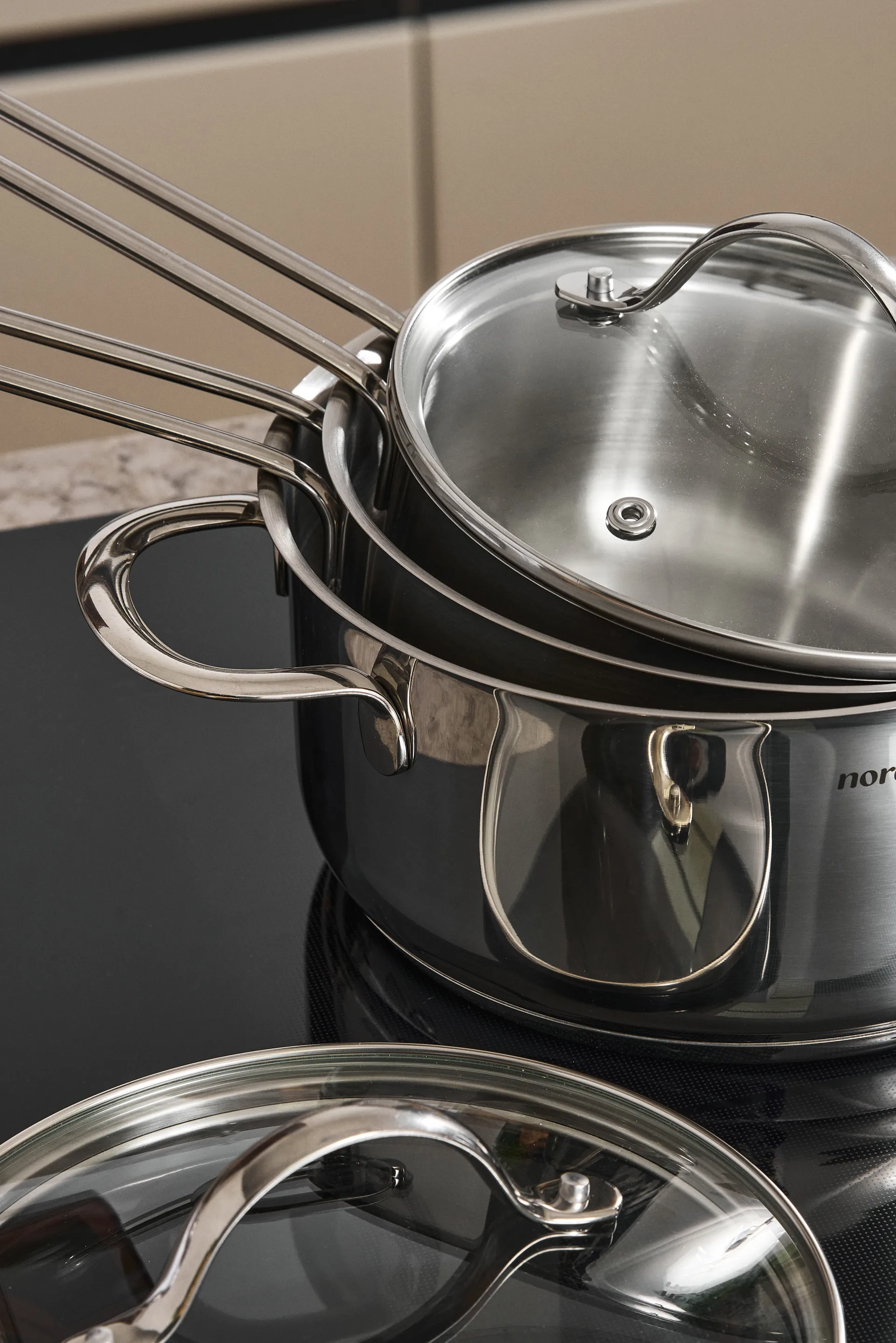 Nordwik cookware set with glass lids, 3 pieces Nordwik