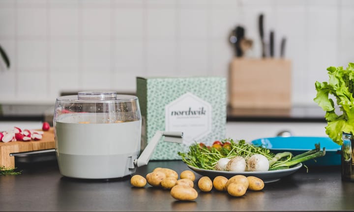 Potato peeler with crank & 2-in-1 salad spinner, White Nordwik