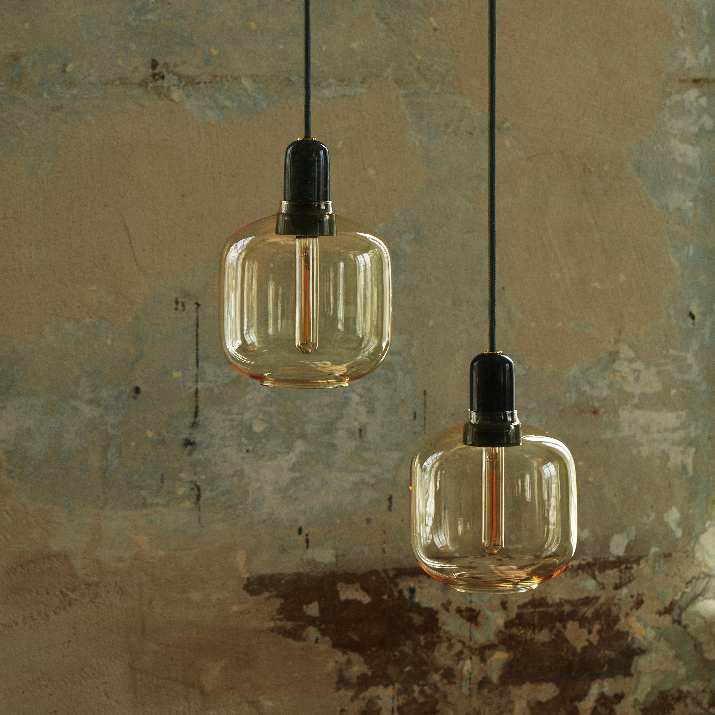 Amp lamp small gold green