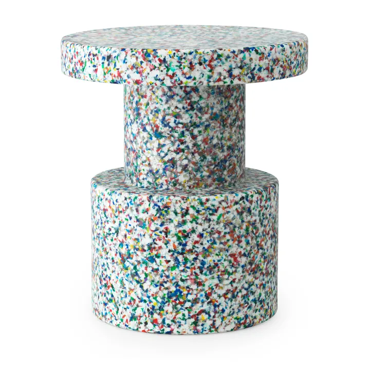 Bit round stool - White-multi, Ø36x42 cm - Normann Copenhagen