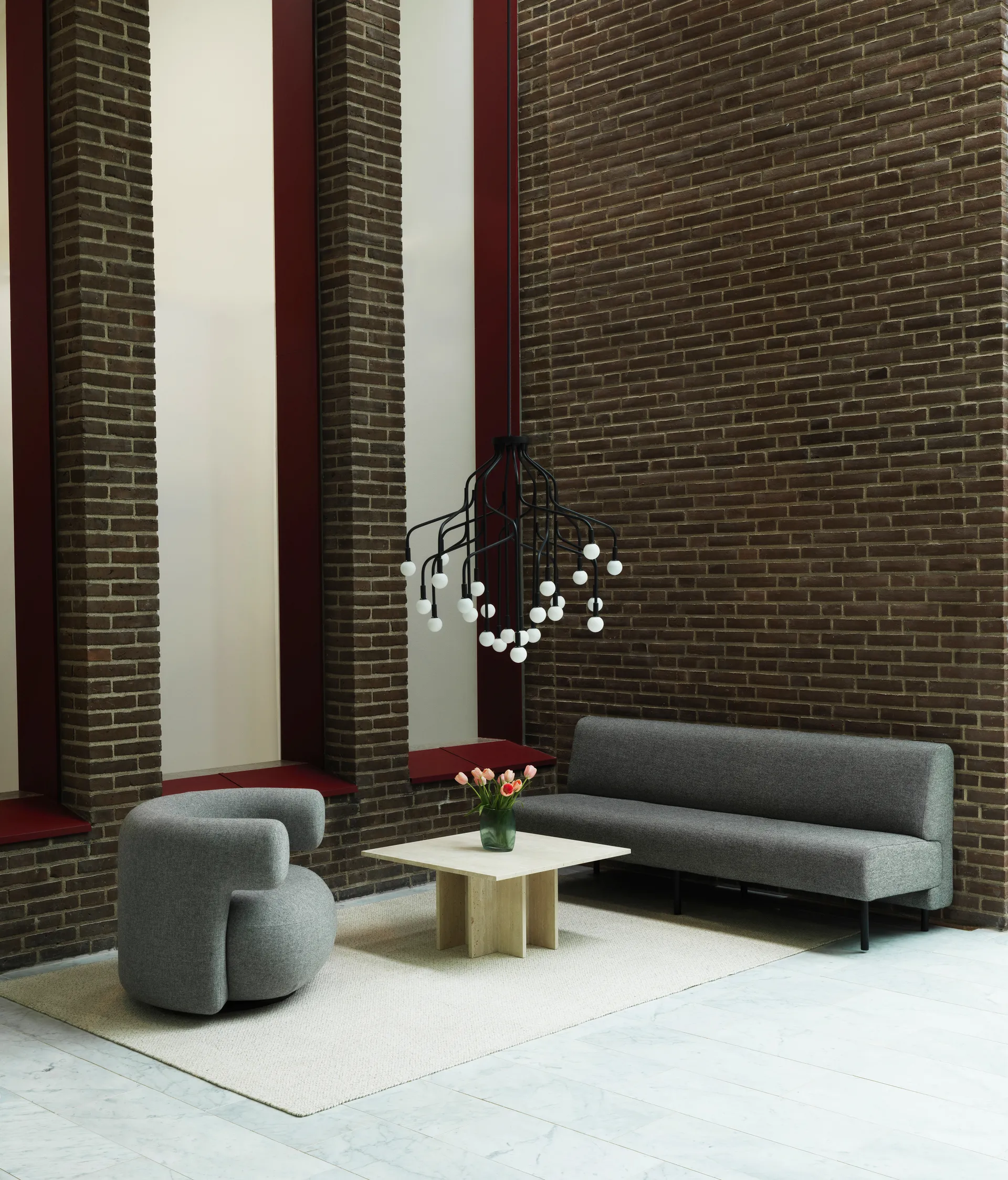 Edge large coffee table, Travertine Normann Copenhagen