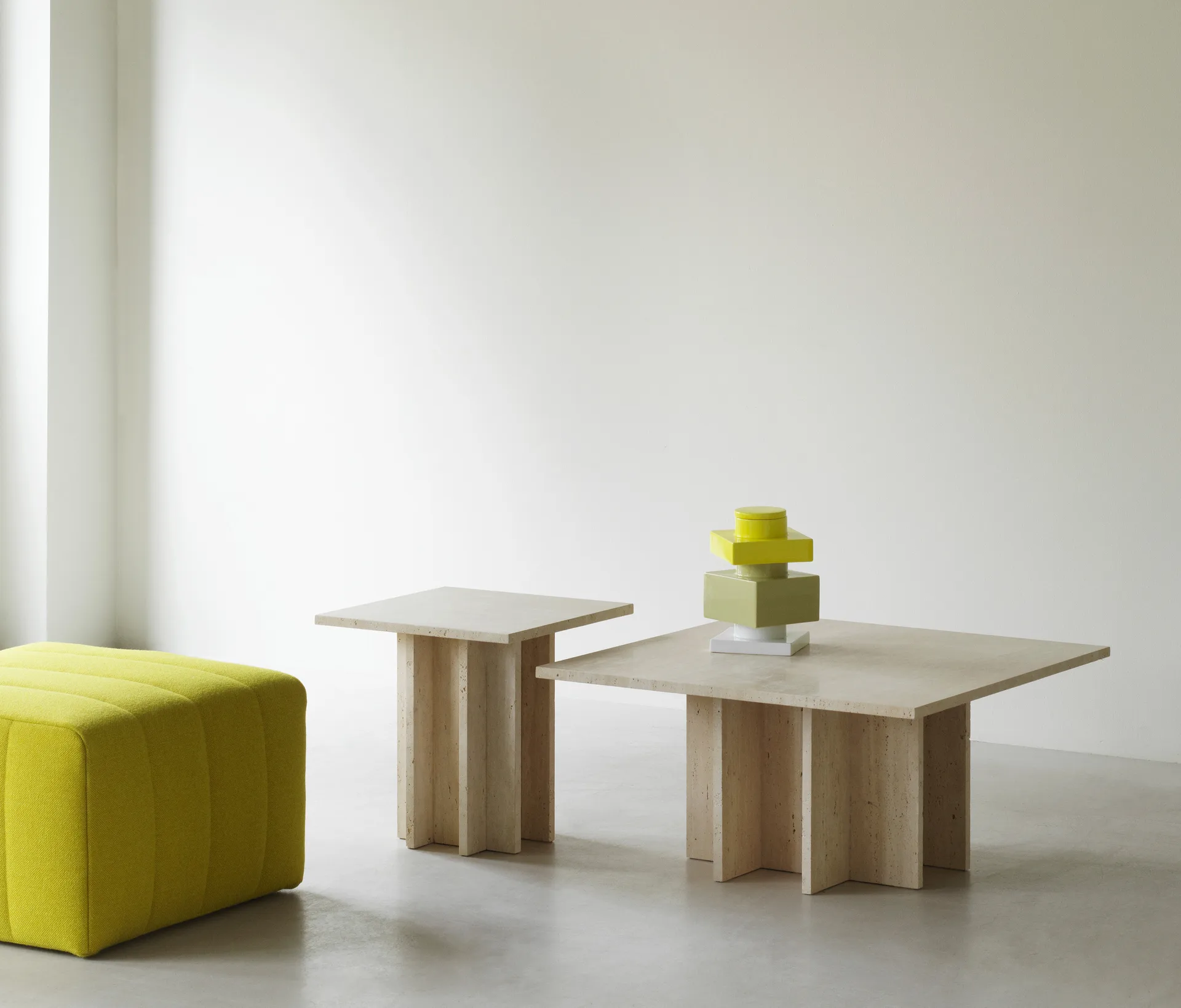 Edge large coffee table, Travertine Normann Copenhagen