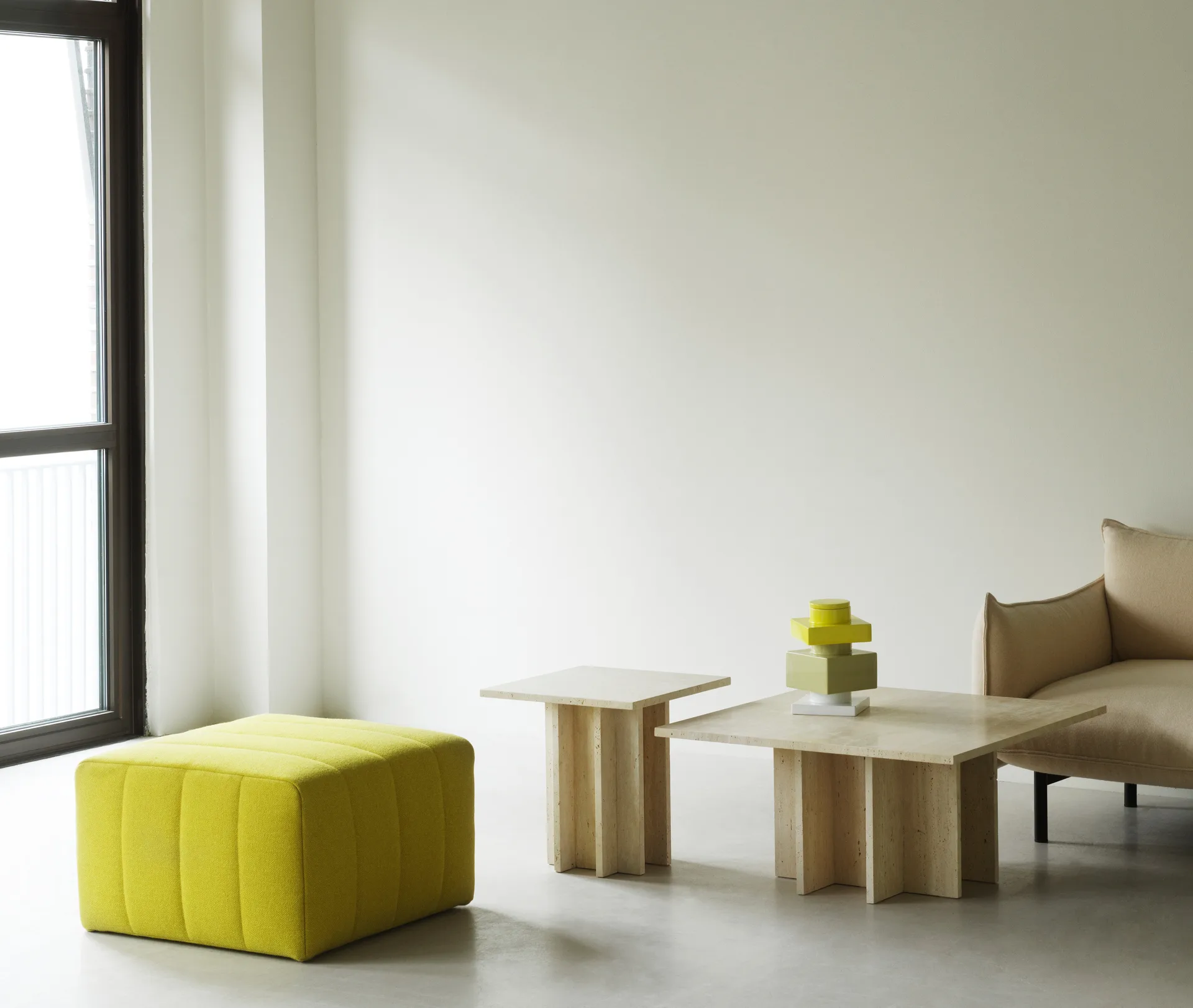 Edge small coffee table, Travertine Normann Copenhagen