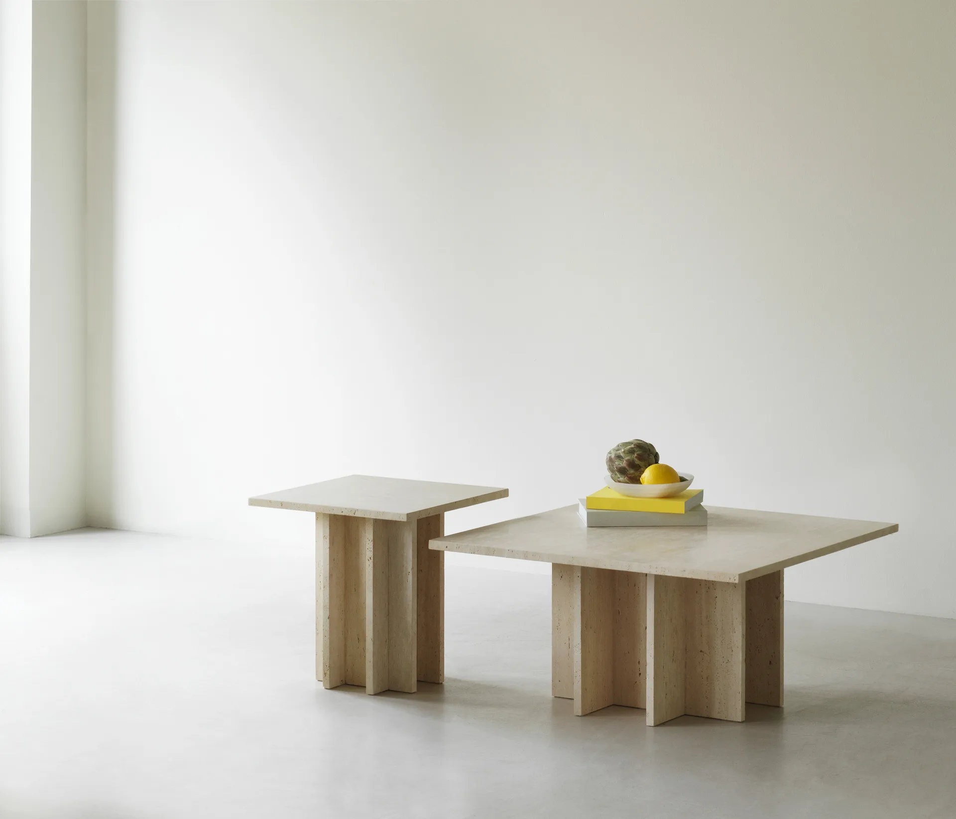 Edge small coffee table, Travertine Normann Copenhagen