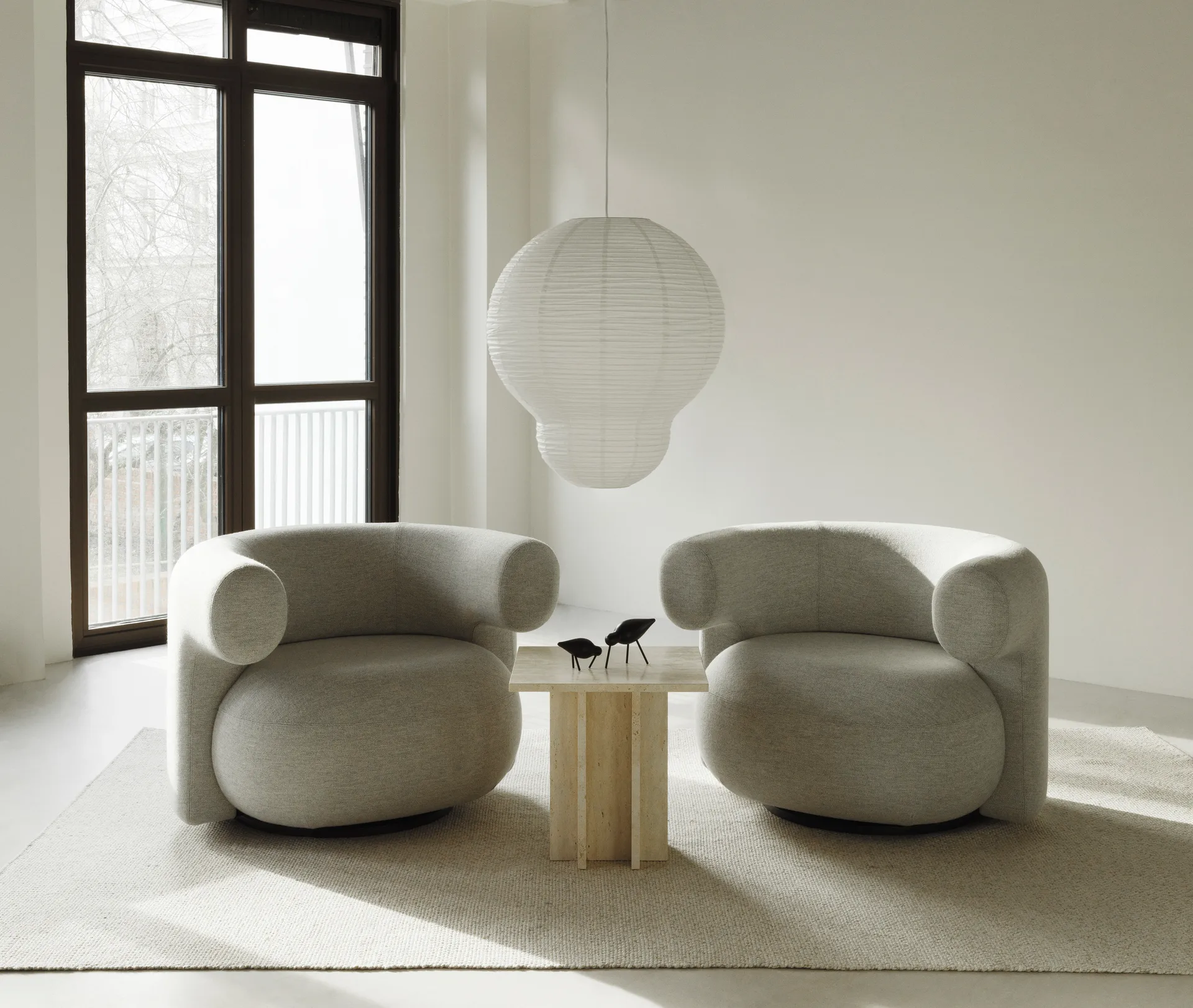 Edge small coffee table, Travertine Normann Copenhagen
