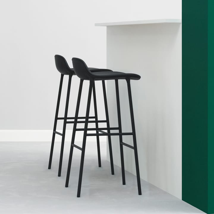 Form Barstool high - Blue, blue-lacquered steel legs - Normann Copenhagen