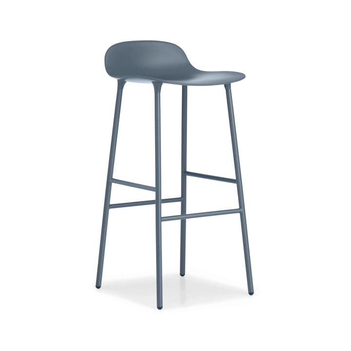 Form Barstool high - Blue, blue-lacquered steel legs - Normann Copenhagen