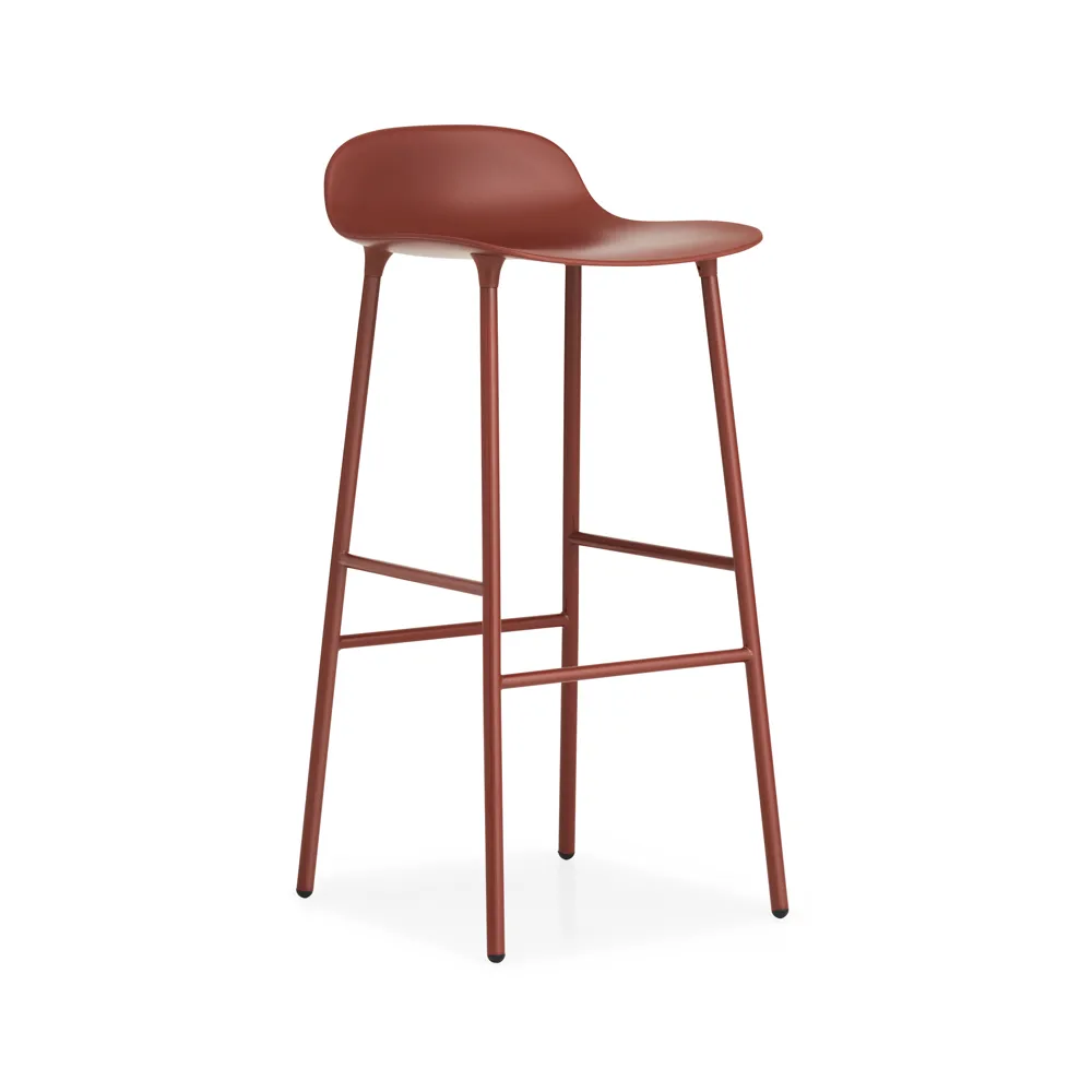Form Barstool high, Red, red-lacquered steel legs Normann Copenhagen