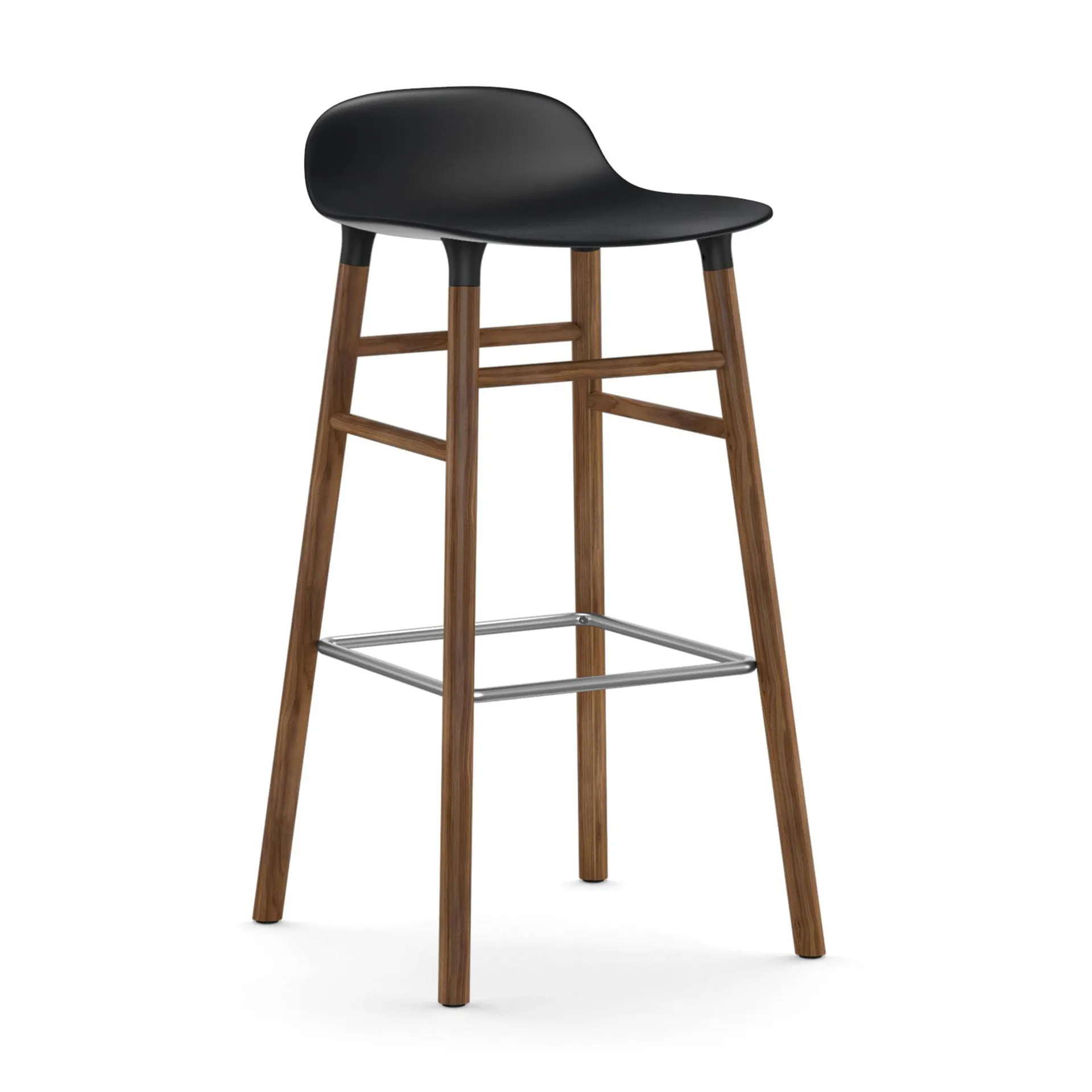 Form barstool walnut legs 75 cm, Black Normann Copenhagen