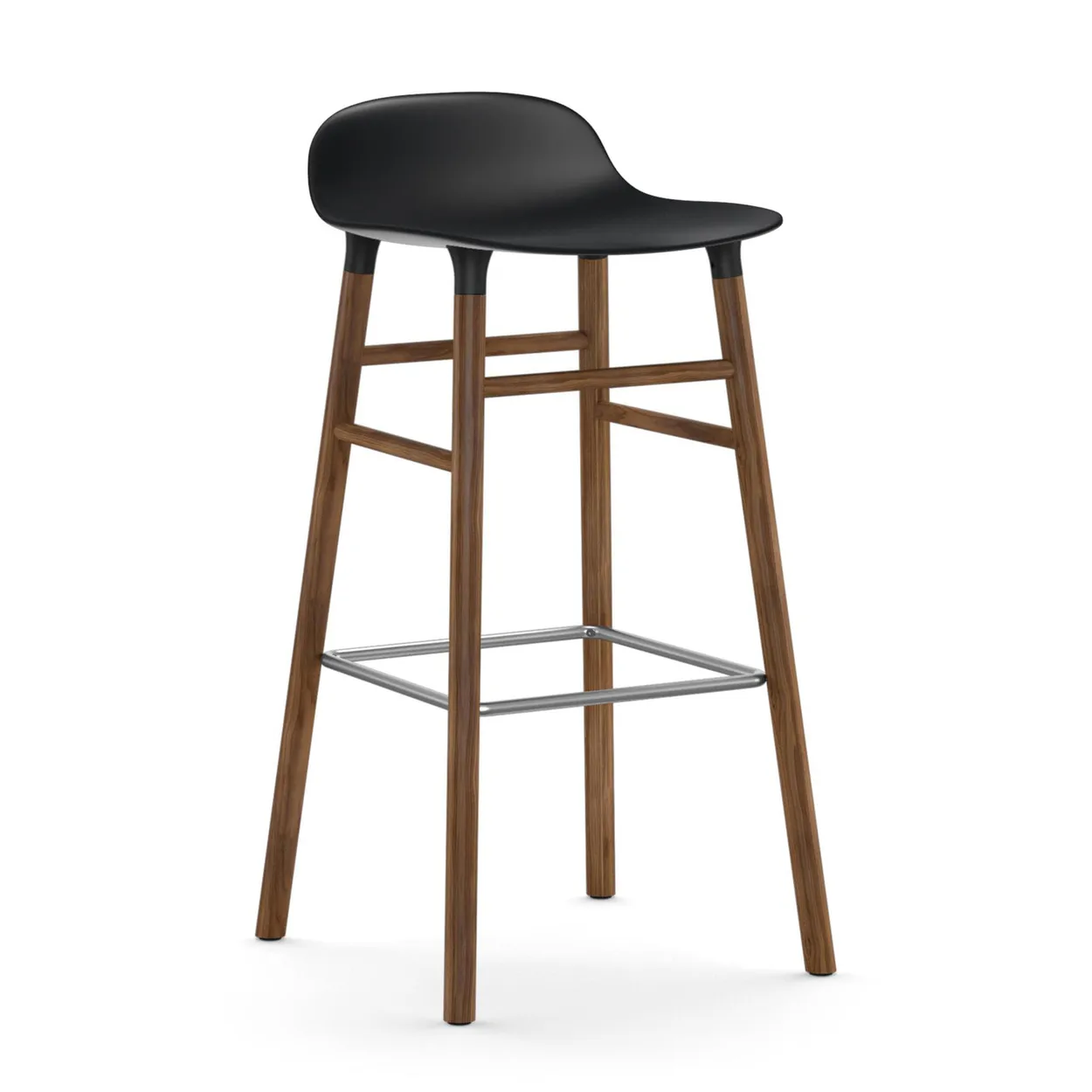 Normann Copenhagen Form barstool walnut legs Black | Scandinavian Design | Bar stools | Black