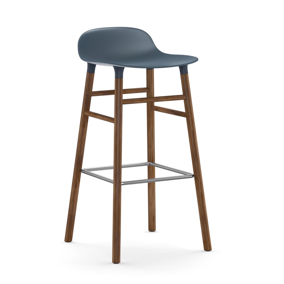 Normann Copenhagen Form barstool walnut legs Blue | Scandinavian Design | Bar stools | Blue