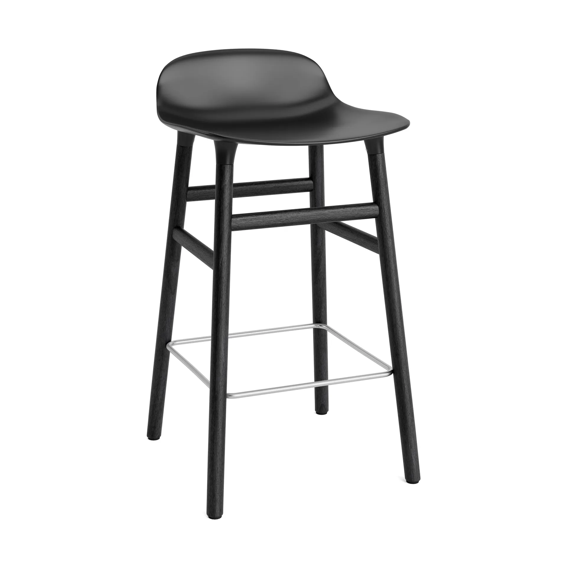 Form Chair barstool varnished oak legs 65 cm, Black Normann Copenhagen