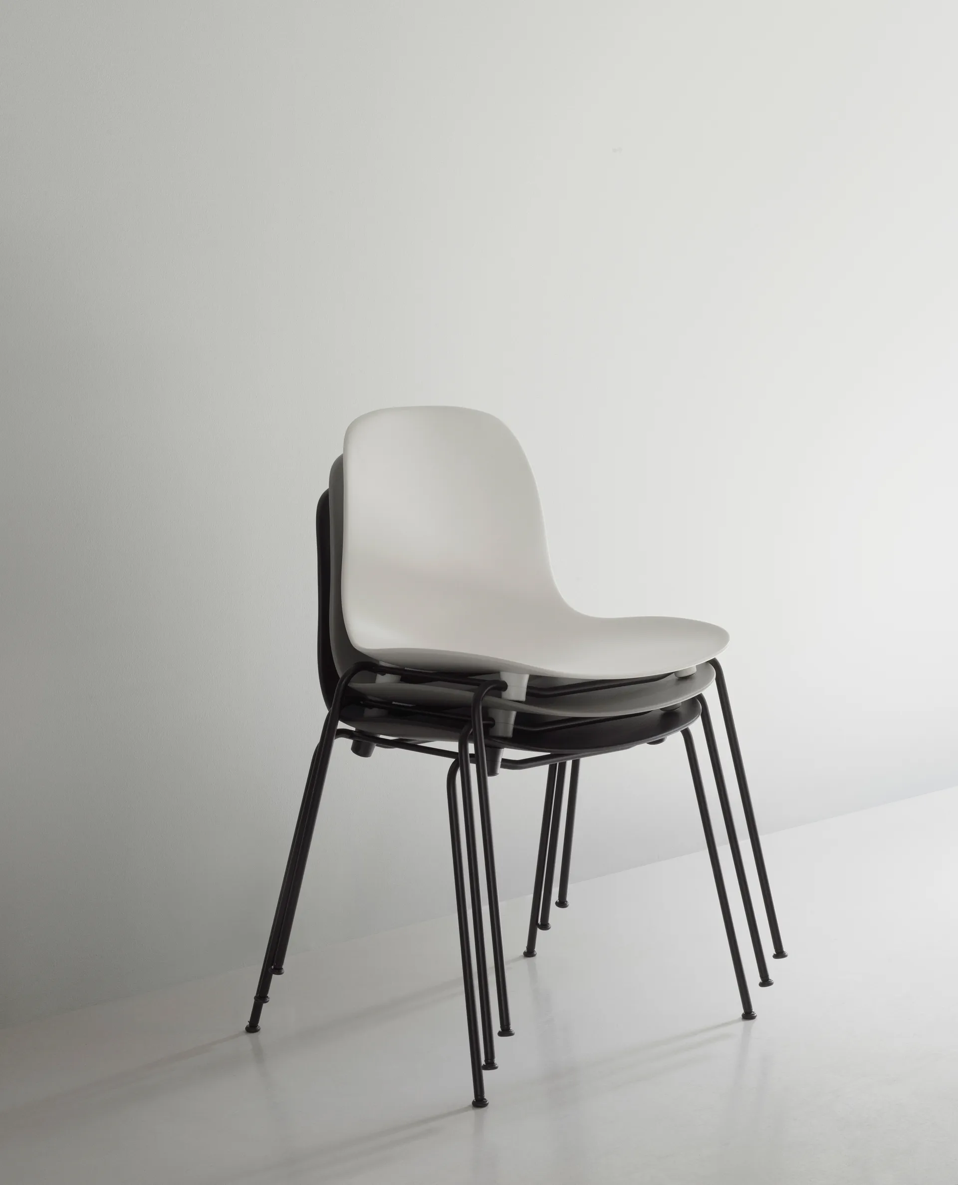 Form Chair stackable chair black legs 2-pack, Grey,  Normann Copenhagen