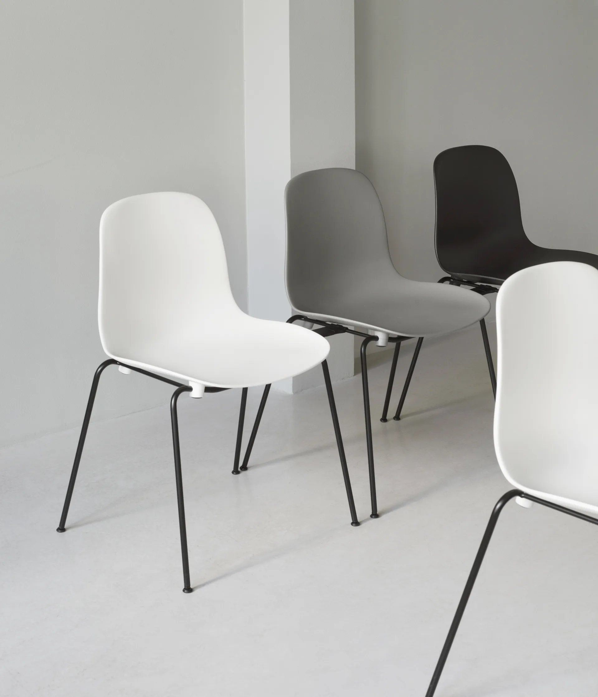 Form Chair stackable chair black legs 2-pack, Grey,  Normann Copenhagen