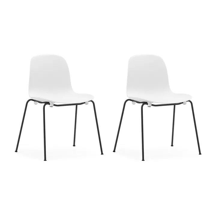Form Chair stackable chair black legs 2-pack, White - Normann Copenhagen