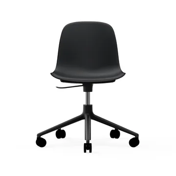 Form swivel chair, 5W office chair - Black, black aluminium, wheels - Normann Copenhagen