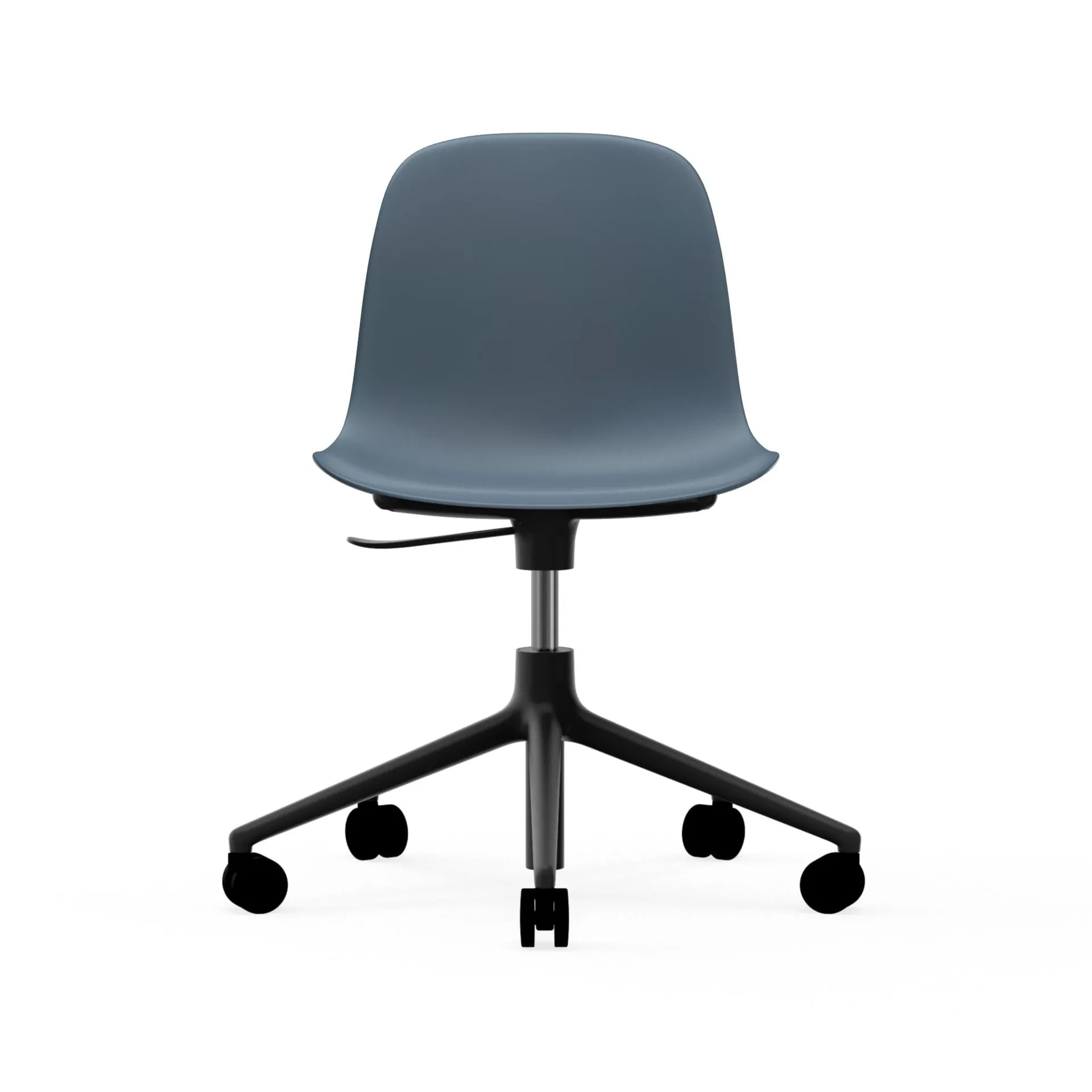Form swivel chair, 5W office chair, Blue, black aluminium, wheels Normann Copenhagen