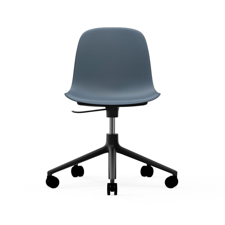 Form swivel chair, 5W office chair - Blue, black aluminium, wheels - Normann Copenhagen