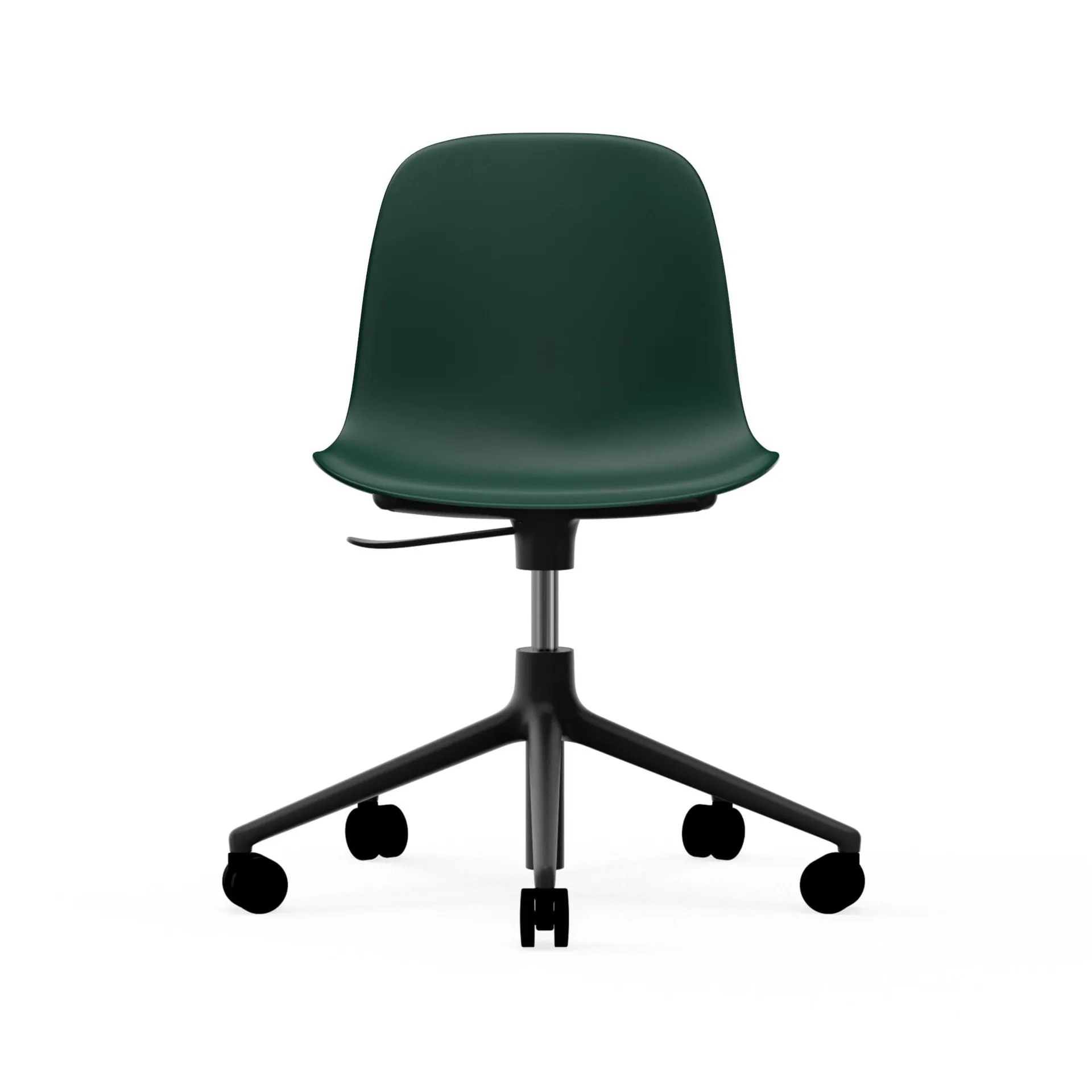 Form swivel chair, 5W office chair, Green, black aluminium, wheels Normann Copenhagen