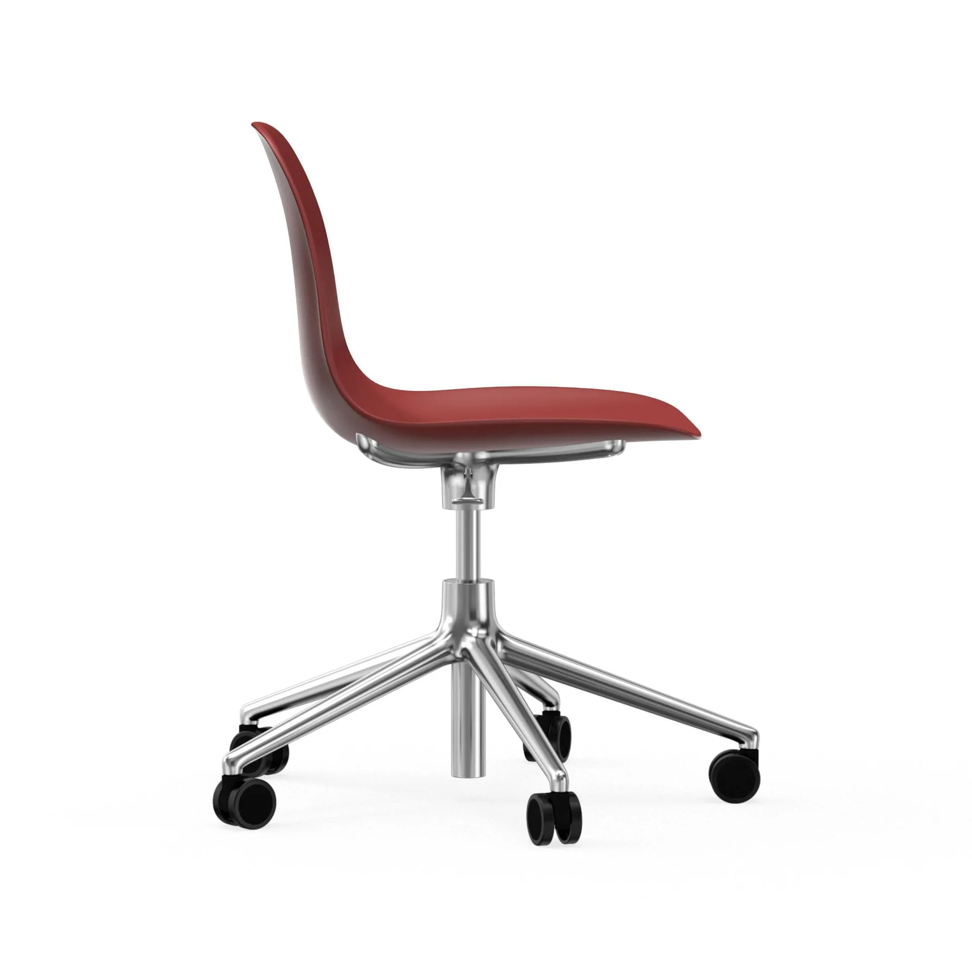 Form swivel chair, 5W office chair, Red, aluminium, wheels Normann Copenhagen