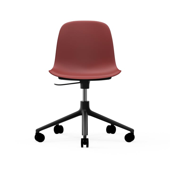 Form swivel chair, 5W office chair - Red, black aluminium, wheels - Normann Copenhagen