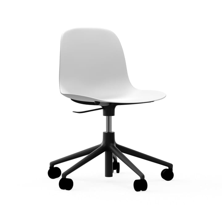 Form swivel chair, 5W office chair - White, black aluminium, wheels - Normann Copenhagen