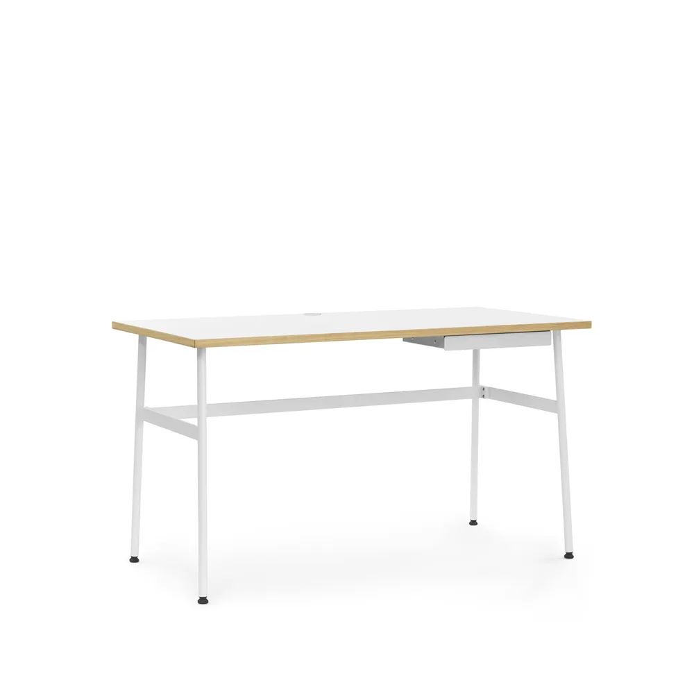 Journal desk, White laminate, white steel legs and drawer Normann Copenhagen