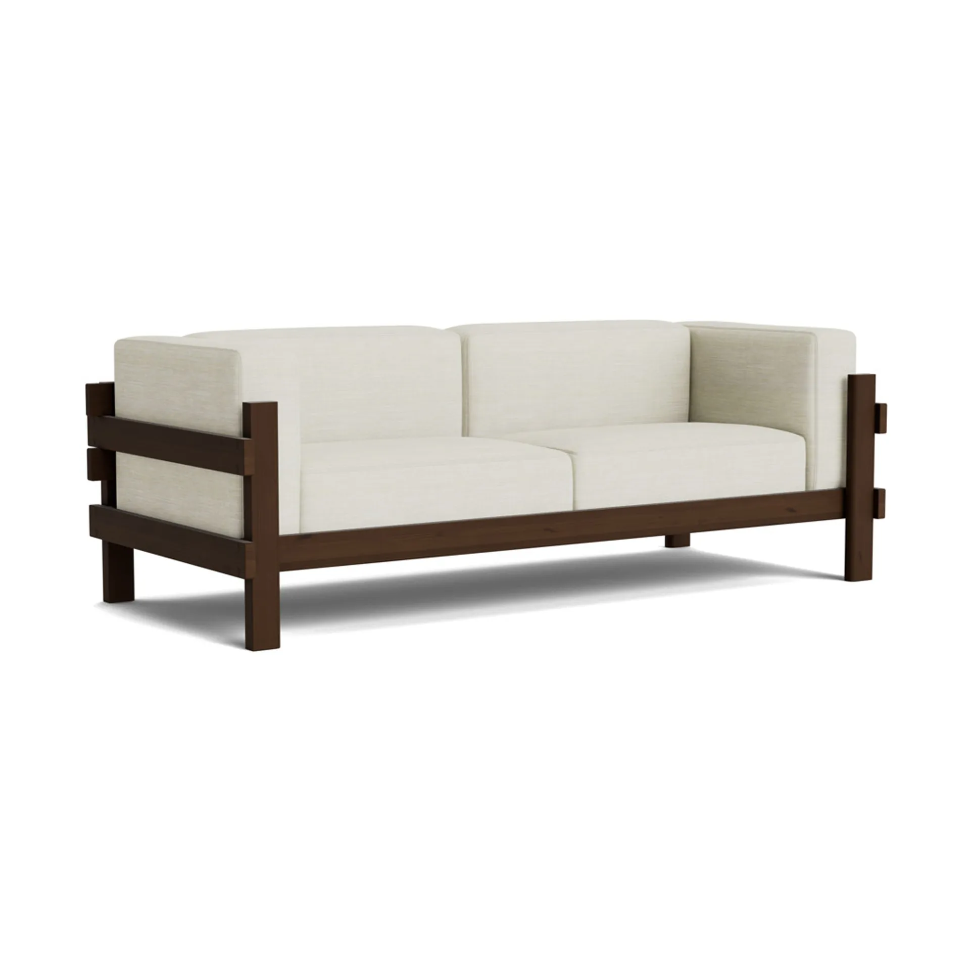 Kube sofa, Brown-lacquered pine-fabric Remix 223 Beige, 220 cm Normann Copenhagen
