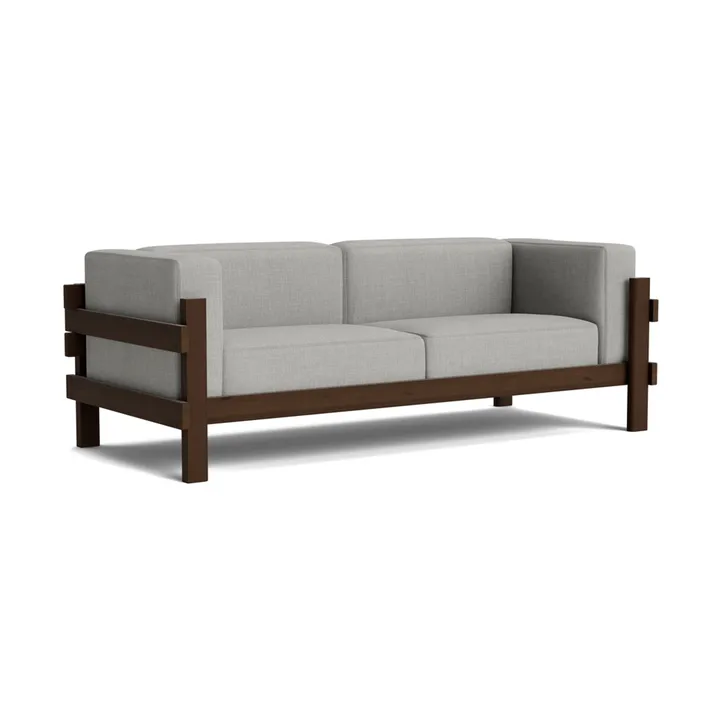 Kube sofa - Brown-lacquered pine–fabric Remix 143 Grey, 220 cm - Normann Copenhagen