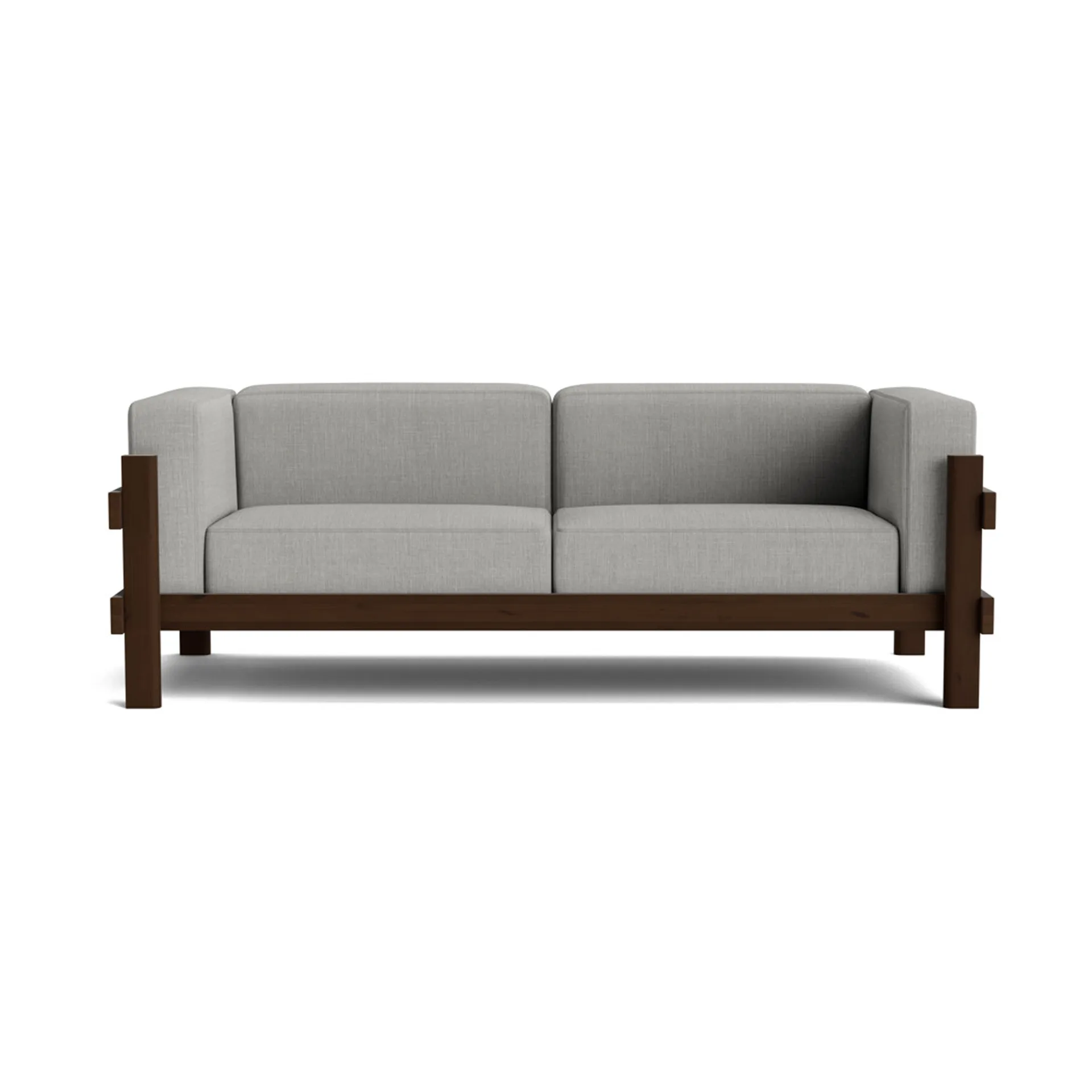 Kube sofa, Brown-lacquered pine–fabric Remix 143 Grey, 220 cm Normann Copenhagen