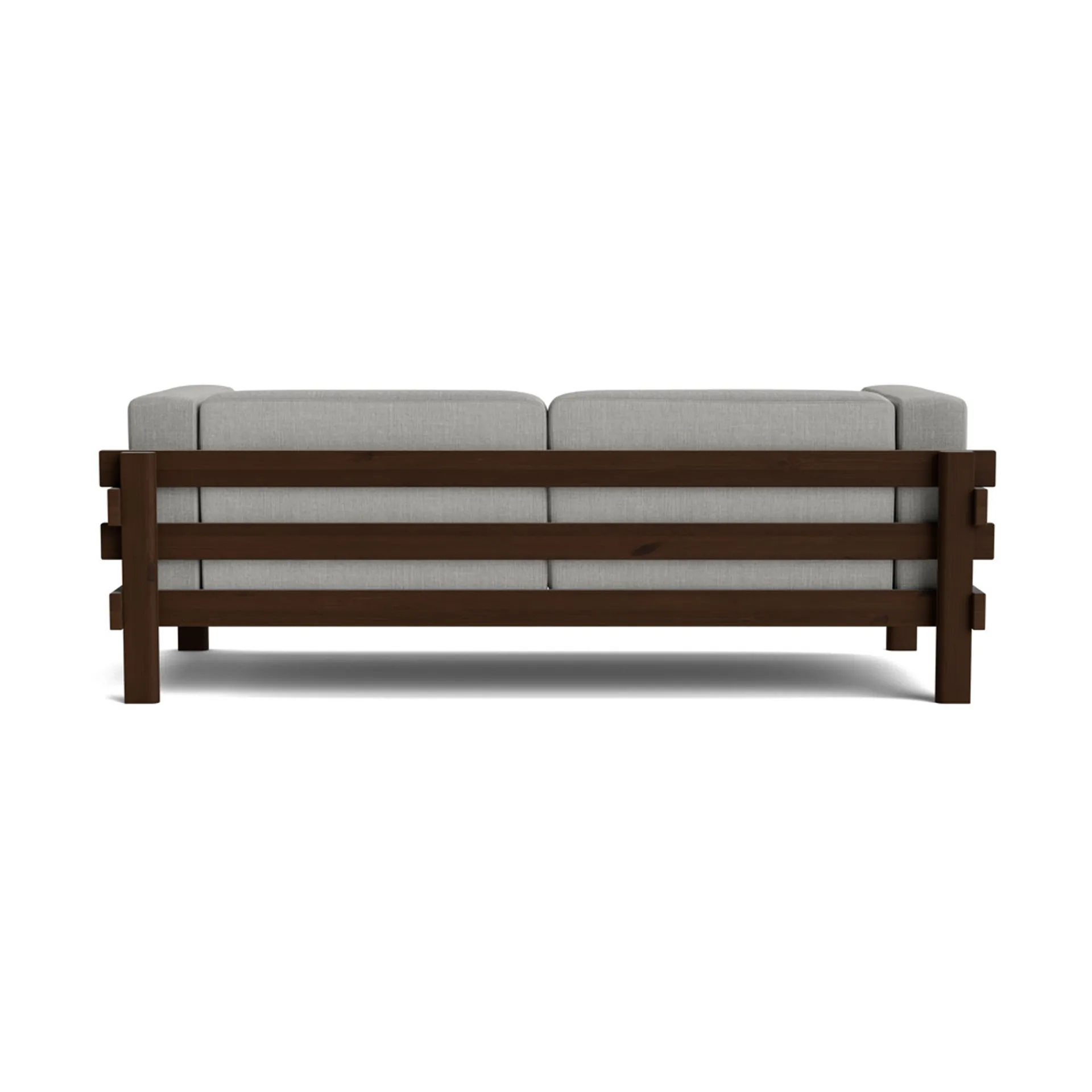 Kube sofa, Brown-lacquered pine–fabric Remix 143 Grey, 220 cm Normann Copenhagen