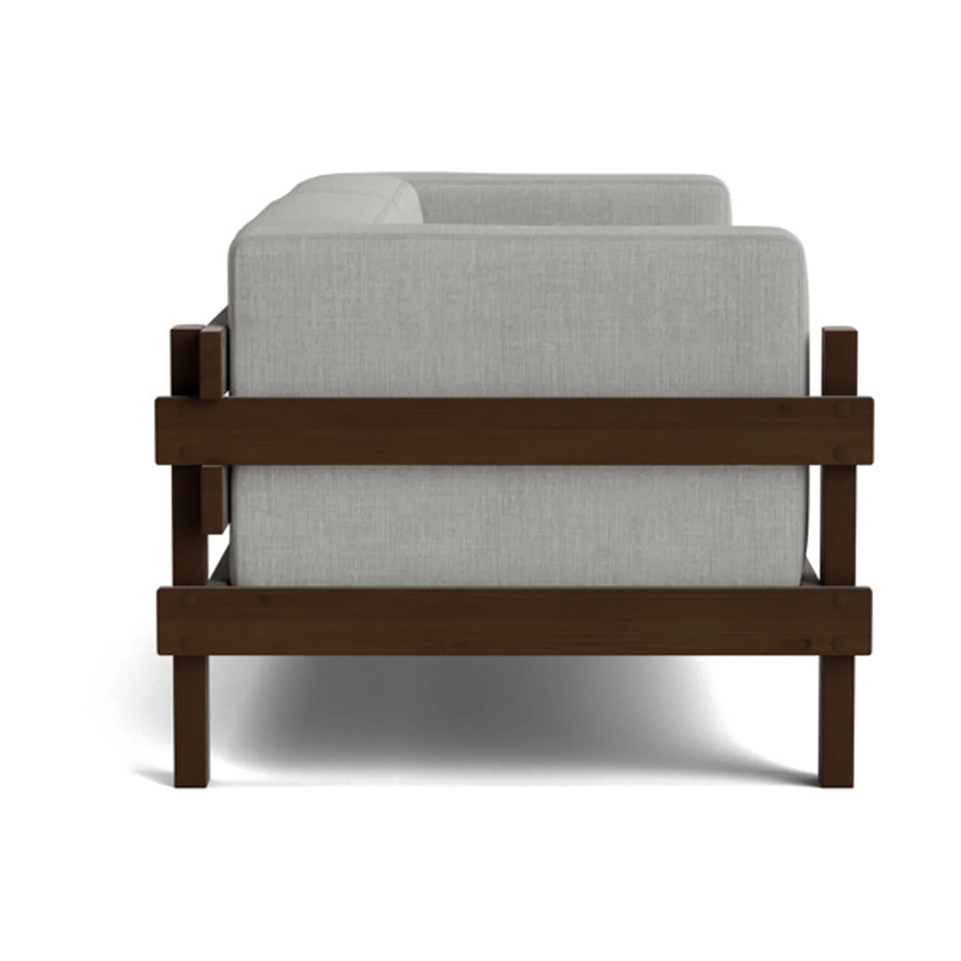 Kube sofa, Brown-lacquered pine–fabric Remix 143 Grey, 220 cm Normann Copenhagen