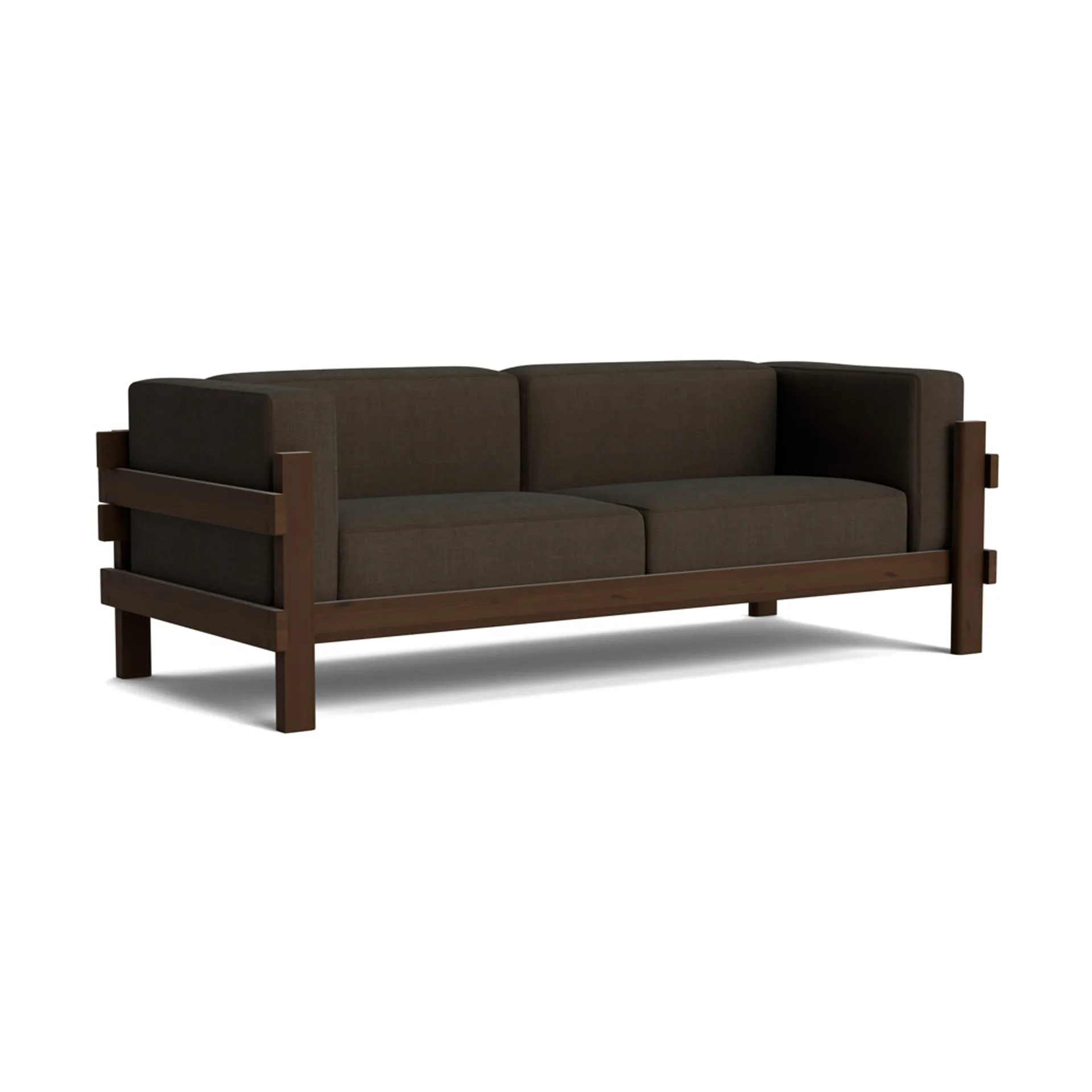 Kube sofa, Brown-lacquered pine–Remix 356 Brown fabric, 220 cm Normann Copenhagen