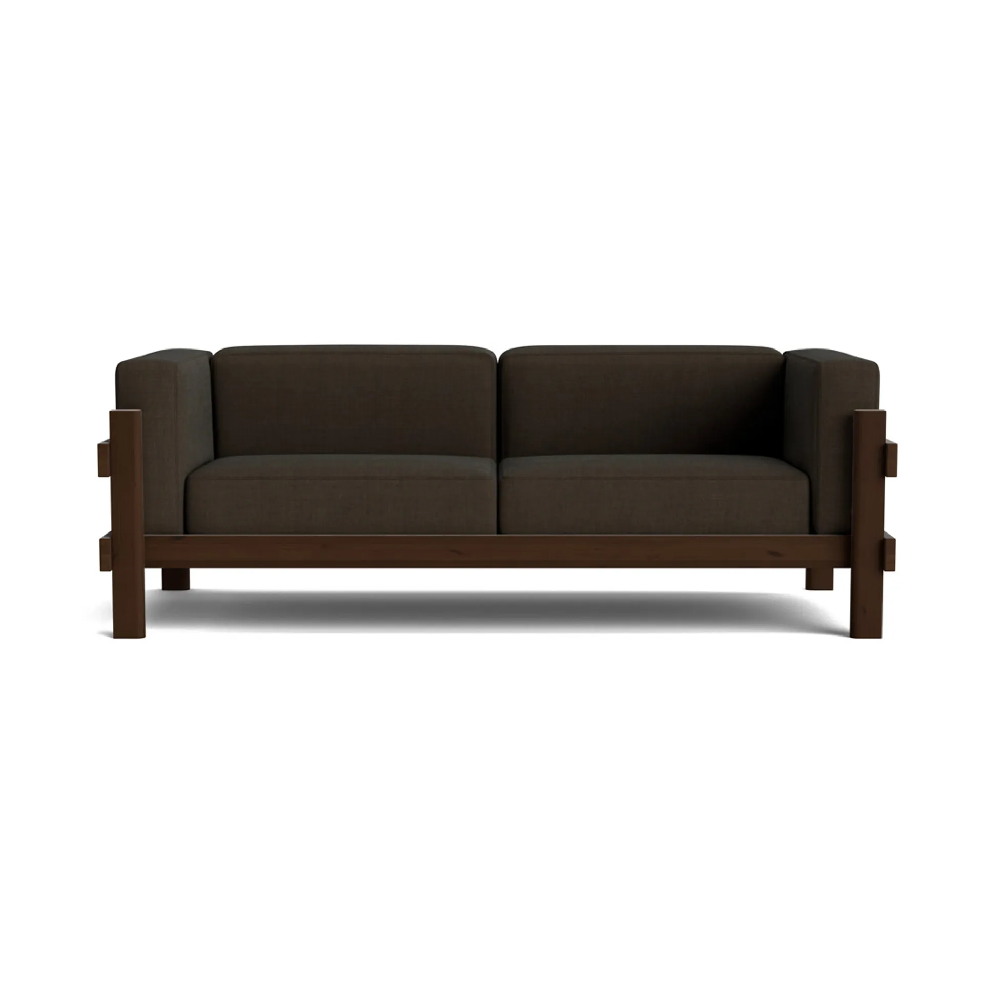 Kube sofa, Brown-lacquered pine–Remix 356 Brown fabric, 220 cm Normann Copenhagen