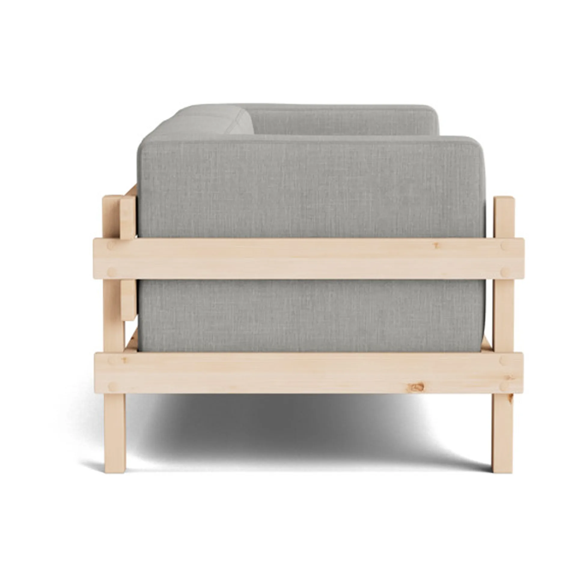 Kube sofa, Lacquered pine-fabric Remix 143 Grey, 220 cm Normann Copenhagen
