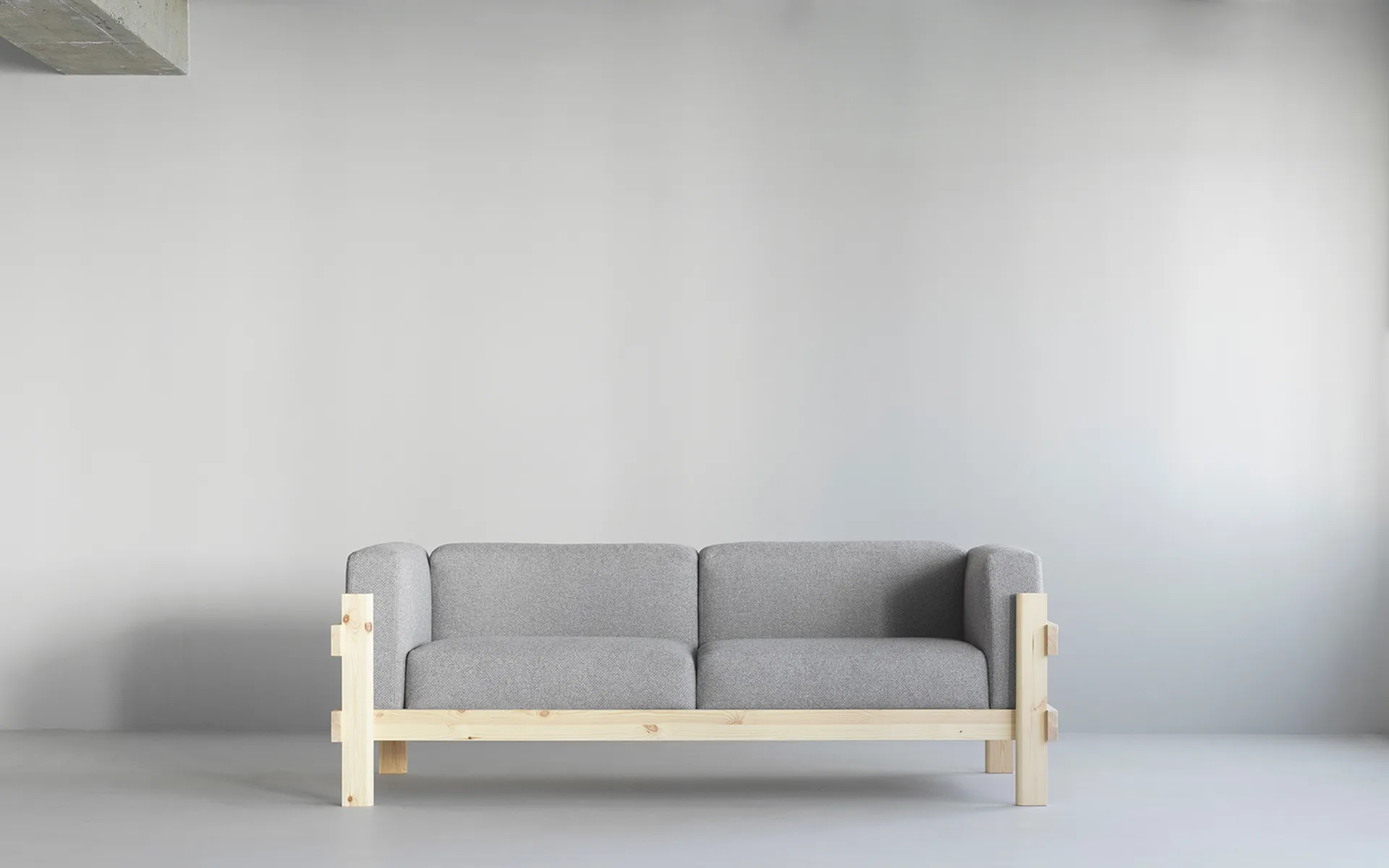 Kube sofa, Lacquered pine-fabric Remix 143 Grey, 220 cm Normann Copenhagen
