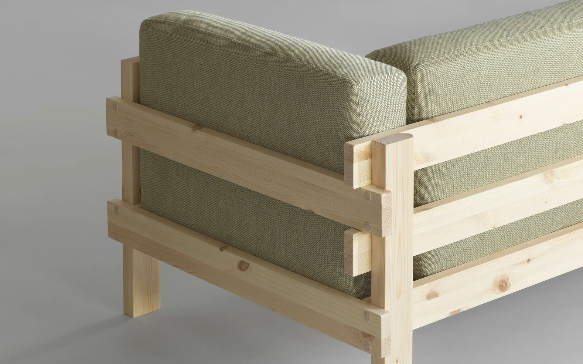 Kube sofa, Lacquered pine-fabric Remix 223 Beige, 220 cm Normann Copenhagen