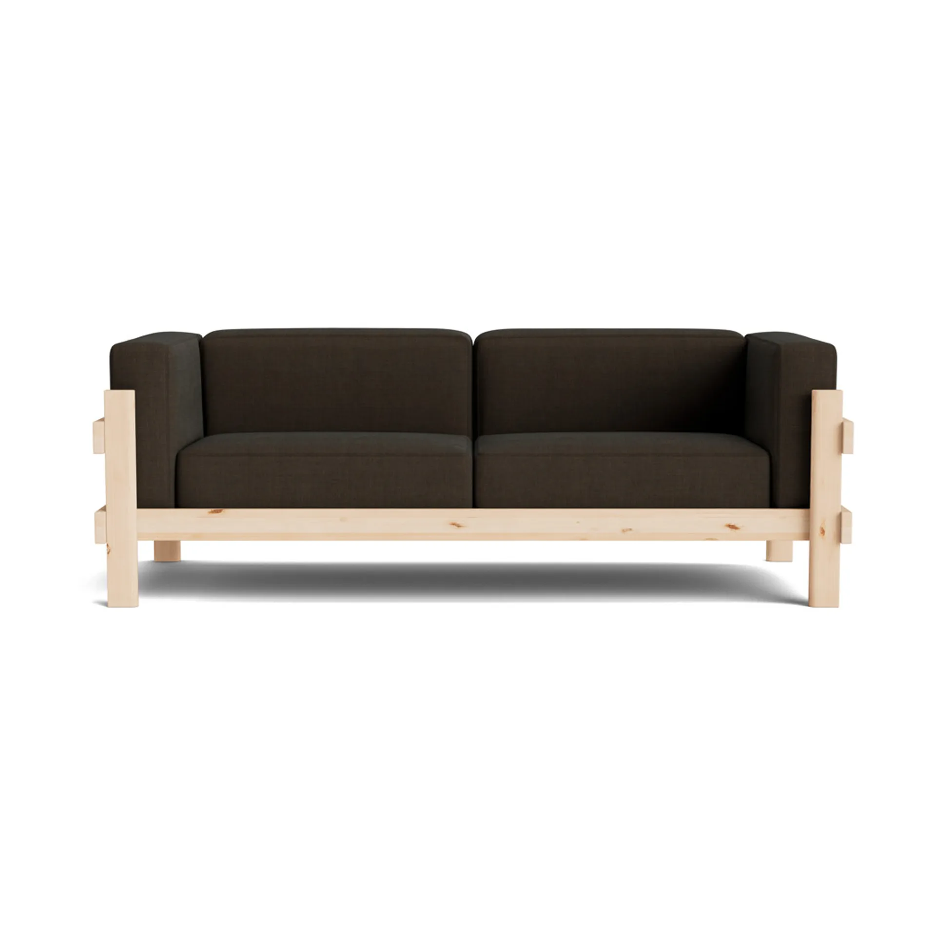 Kube sofa, Lacquered pine-fabric Remix 356 Brown, 220 cm Normann Copenhagen