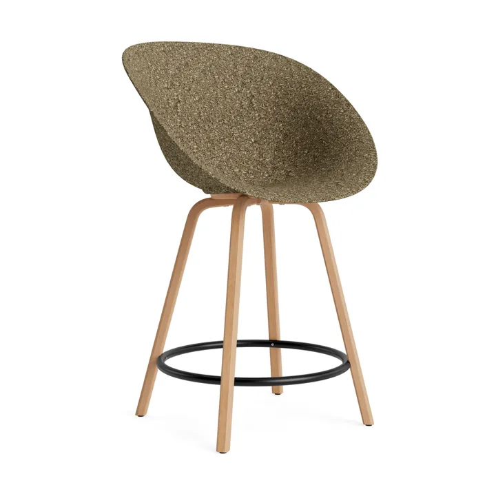 Mat Bar Armchair bar stool 65 cm - Seaweed-beech-black steel - Normann Copenhagen