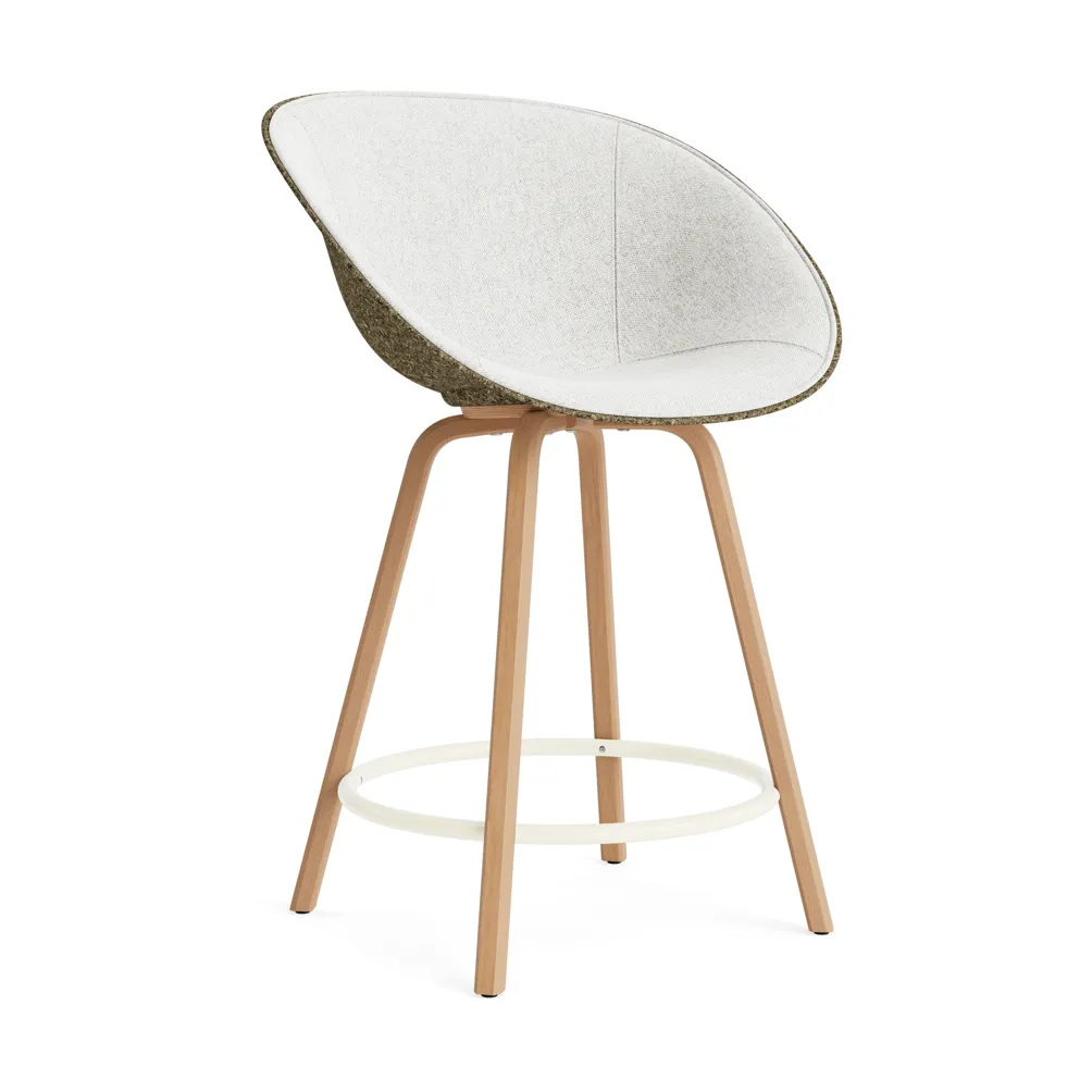 Mat Bar Armchair front-upholstered 65 cm, Hallingdal 110-seaweed-beech-cream steel Normann Copenhagen