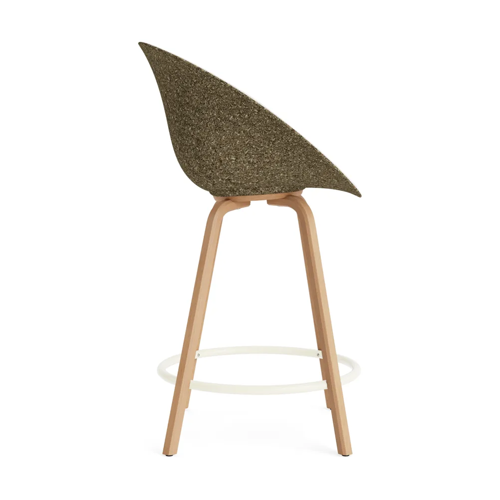 Mat Bar Armchair front-upholstered 65 cm, Hallingdal 110-seaweed-beech-cream steel Normann Copenhagen