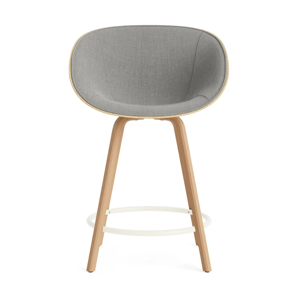 Mat Bar Armchair front-upholstered 65 cm, Remix 133-hemp-beech-cream steel Normann Copenhagen