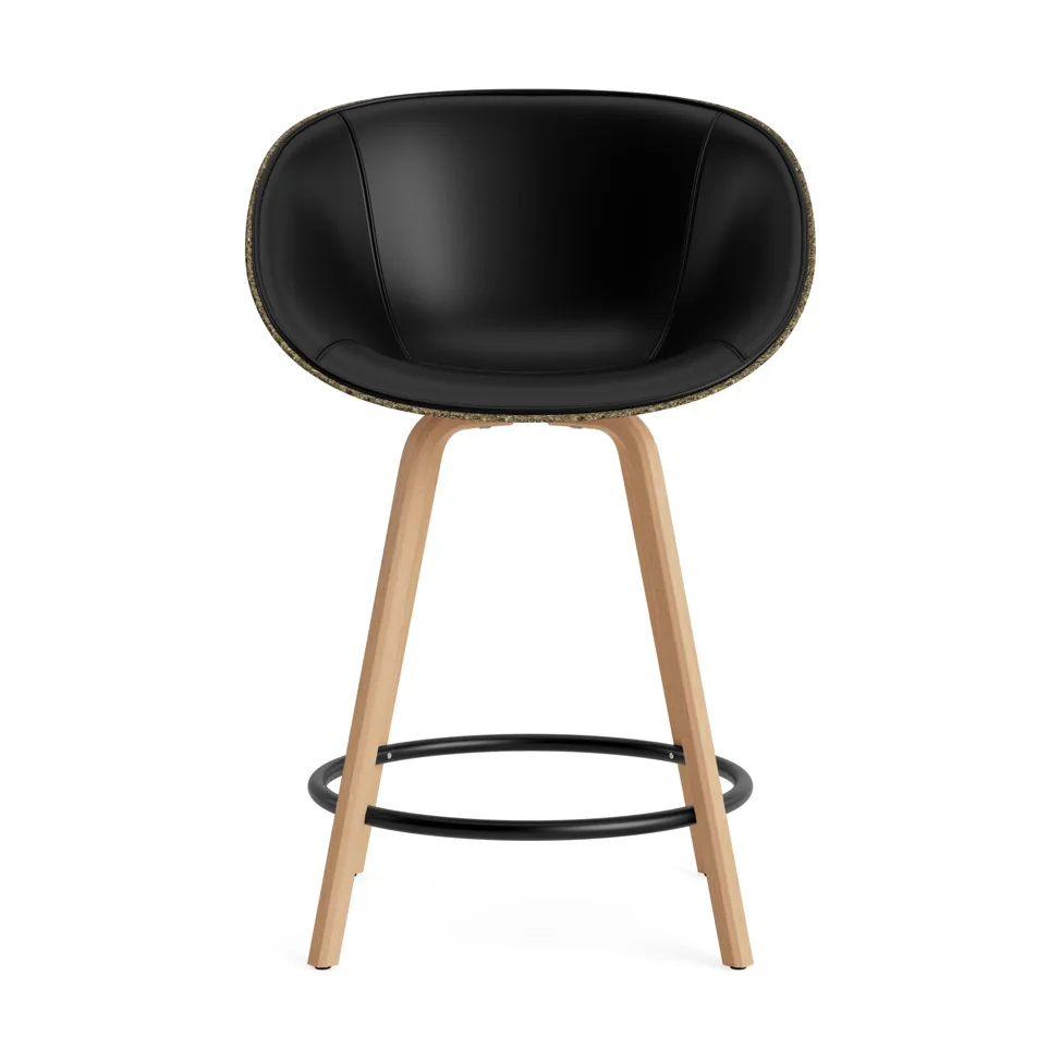 Mat Bar Armchair front-upholstered 65 cm, Ultra 41599-seaweed-beech-black steel Normann Copenhagen