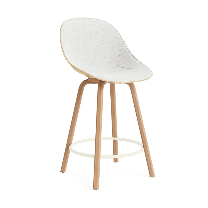 Mat Bar Chair bar stool front upholstered 65 cm - Hallingdal 110-hemp-beech-cream steel - Normann Copenhagen