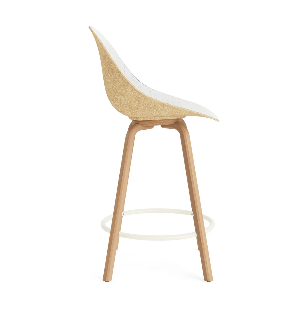 Mat Bar Chair bar stool front upholstered 65 cm, Hallingdal 110-hemp-beech-cream steel Normann Copenhagen